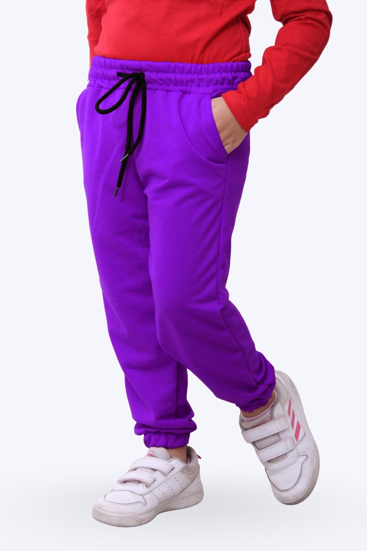 DÜZ JOGGER BASKISIZ ÇİFT CEPLİ PAÇASI LASTİKLİ KIZ ÇOCUK EŞOFMAN ALTI