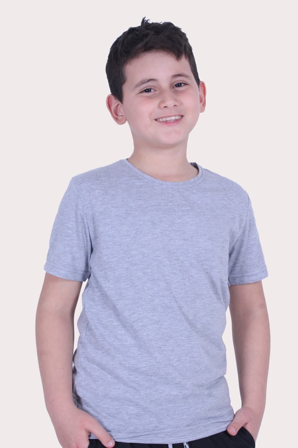 Düz Model Farklı Renk Seçeneği Ile Unisex Çocuk Tişört