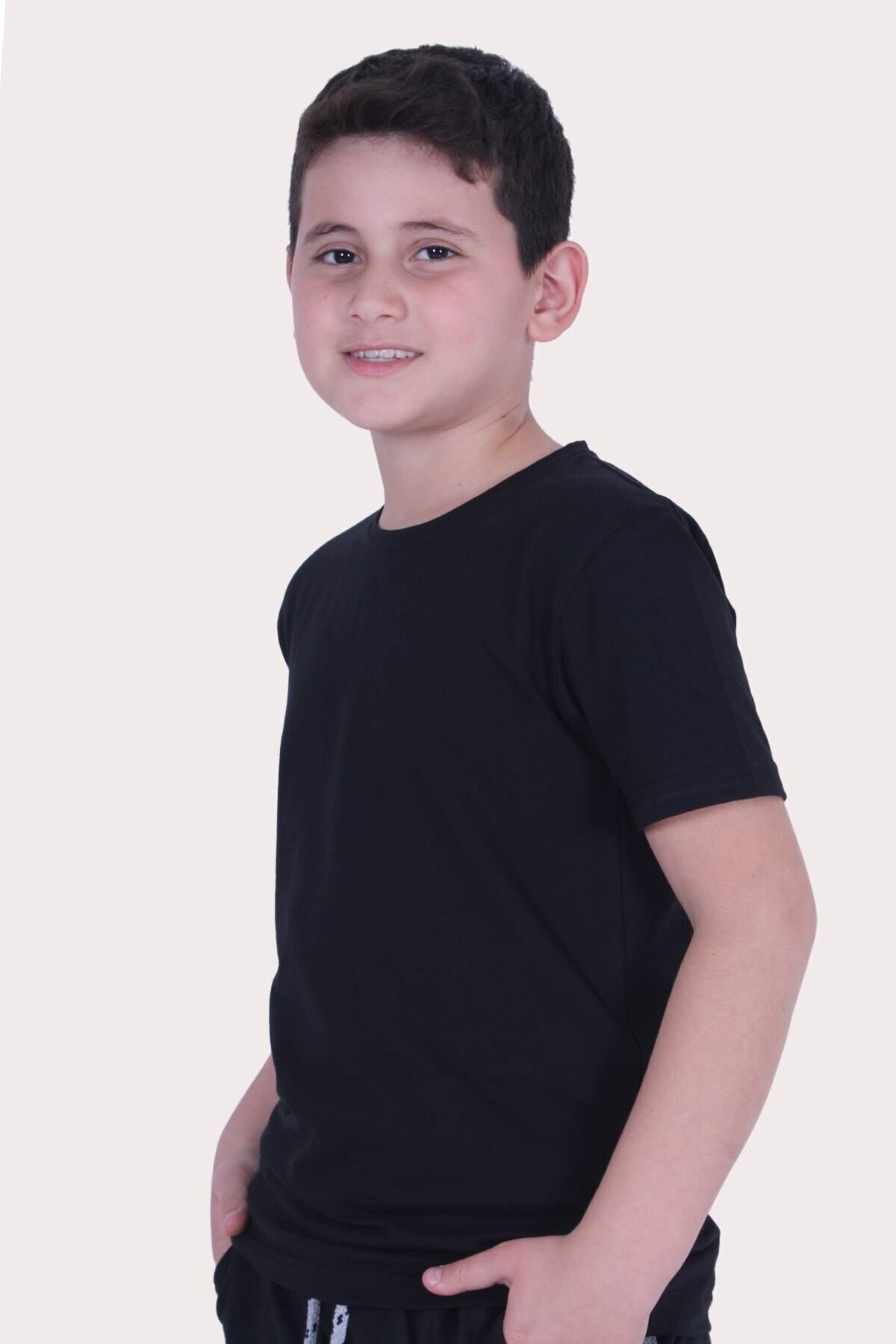Düz Model Farklı Renk Seçeneği Ile Unisex Çocuk Tişört