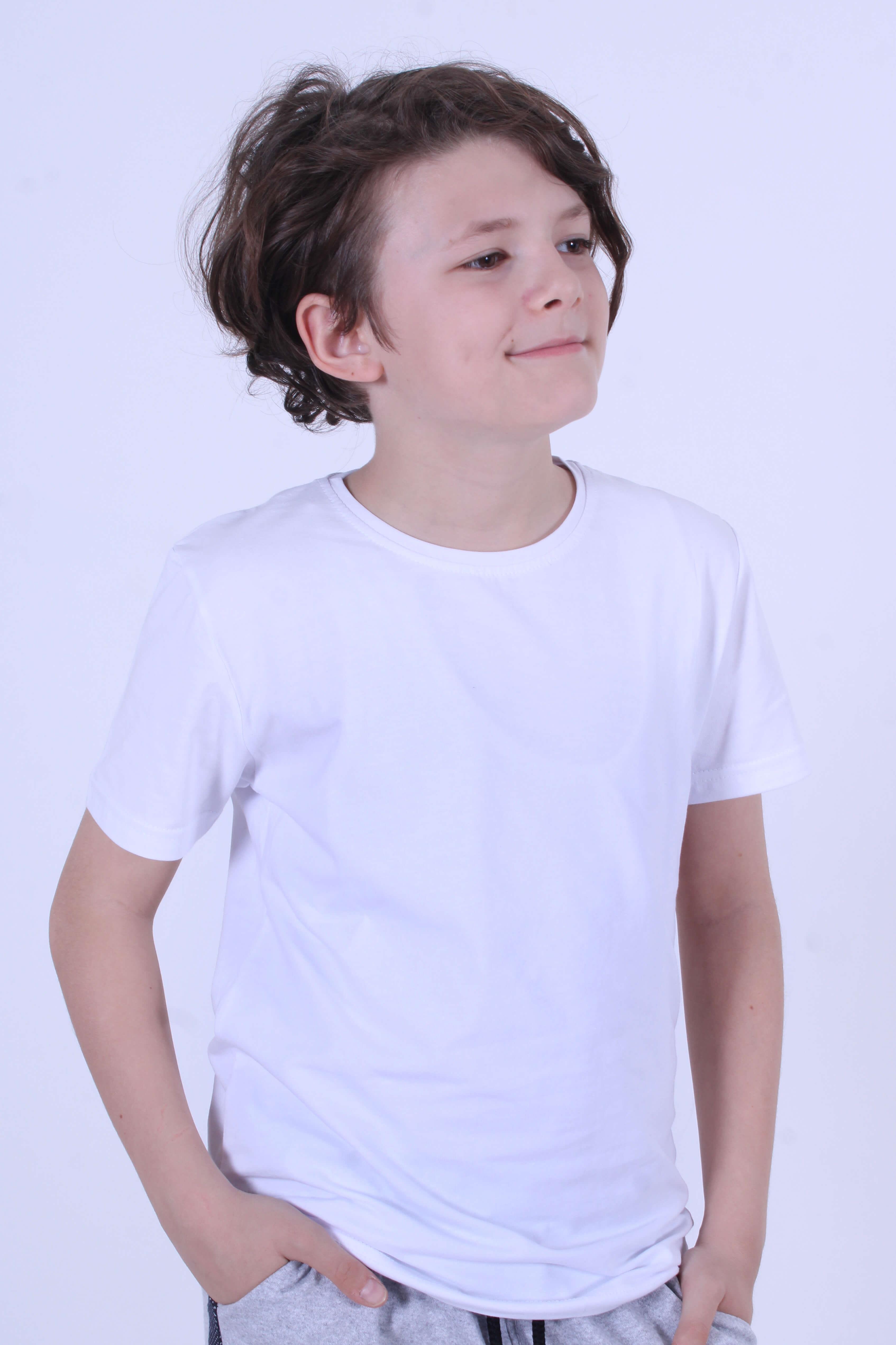Düz Model Farklı Renk Seçeneği Ile Unisex Çocuk Tişört