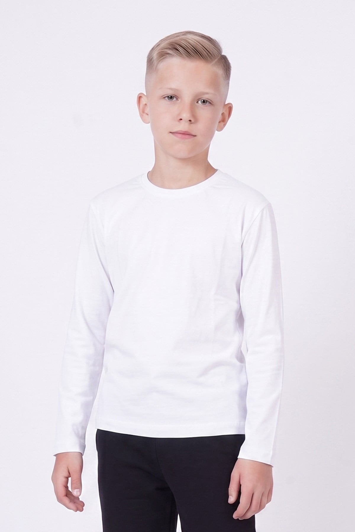 Erkek Çocuk Basic Düz Renk Uzun Kollu Sweatshirt