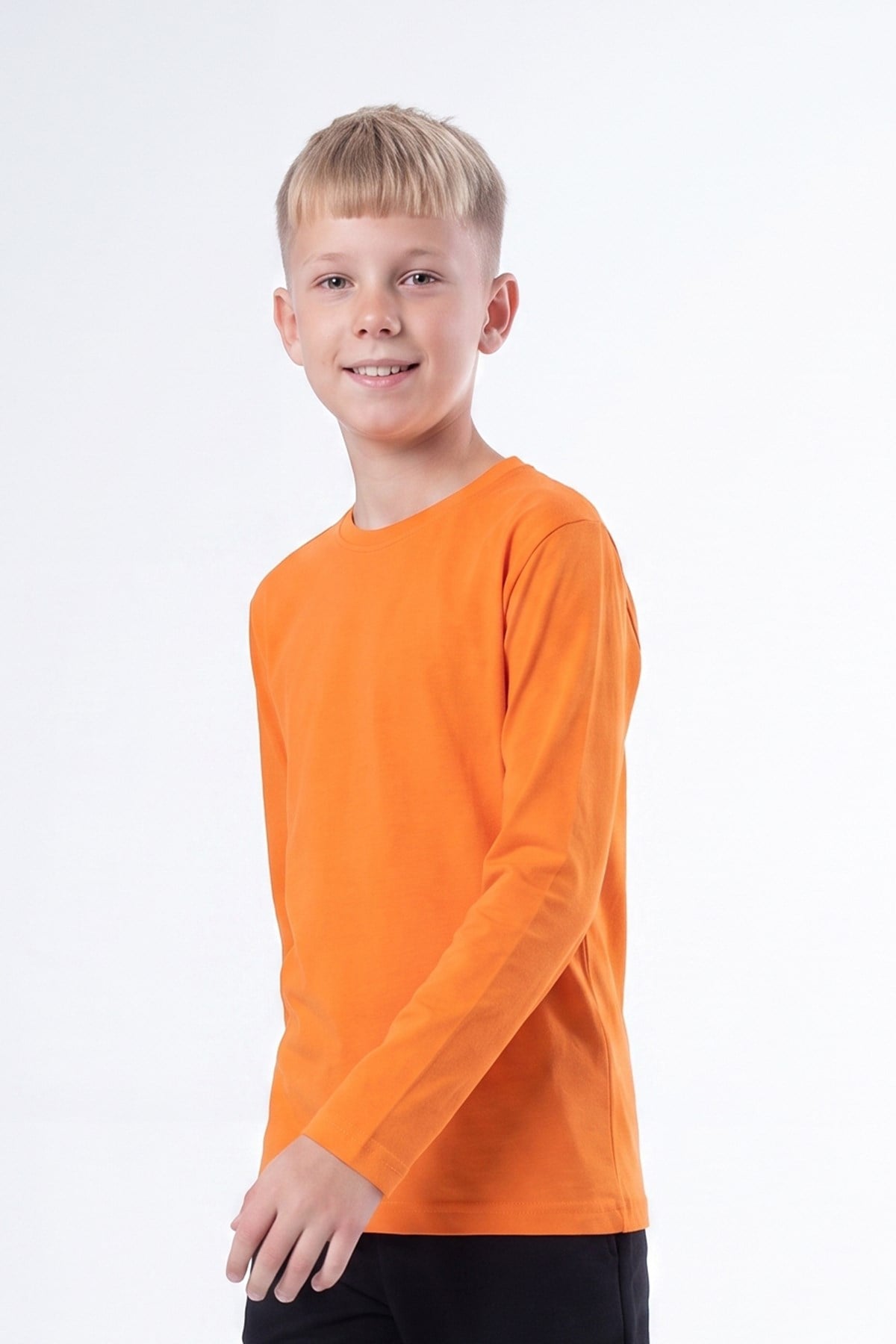 Erkek Çocuk Basic Düz Renk Uzun Kollu Sweatshirt
