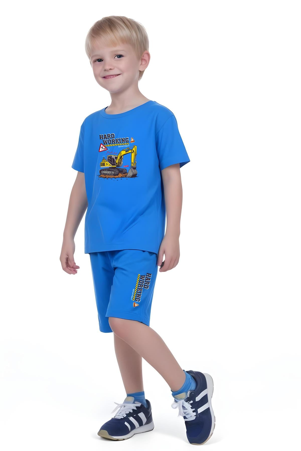 ERKEK ÇOCUK TİŞÖRT-ŞORT HARD WORKİNG BASKILI ALT-ÜST TAKIM