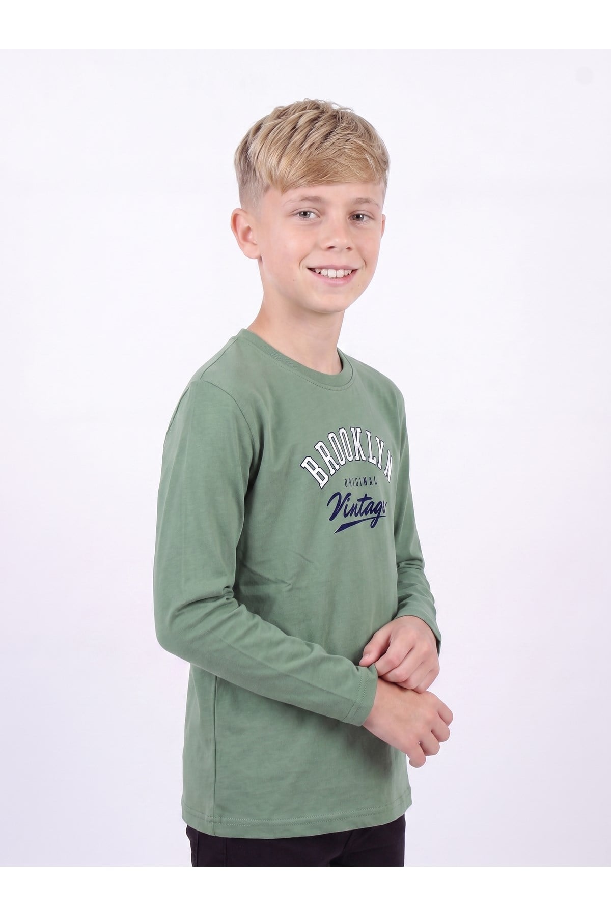 Erkek Çocuk Yuvarlak Yakalı Baskı Detaylı Sweatshirt