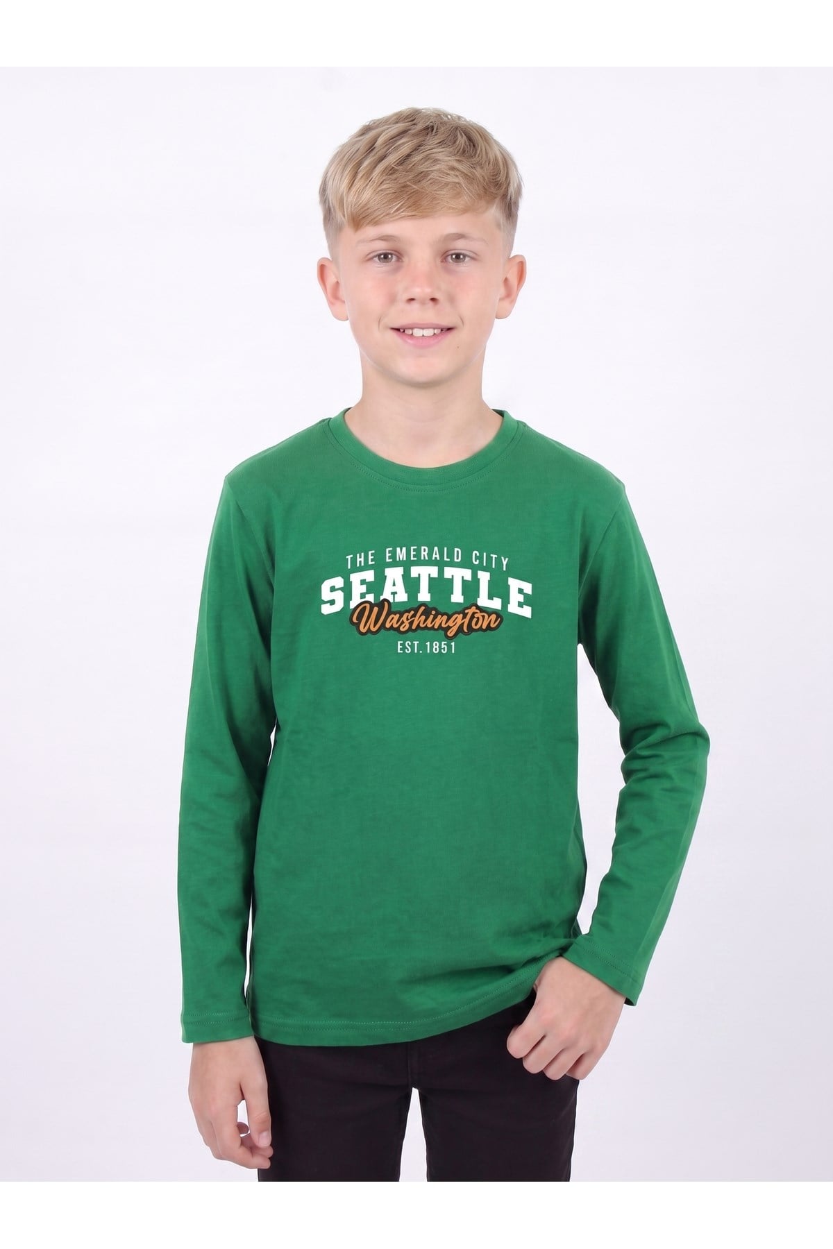 Erkek Çocuk Yuvarlak Yakalı Baskı Detaylı Sweatshirt