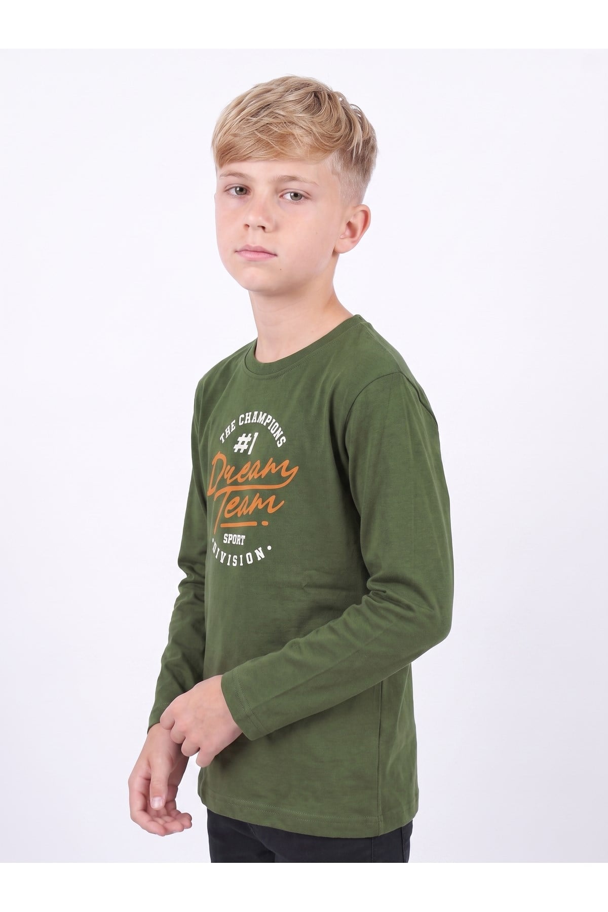 Erkek Çocuk Yuvarlak Yakalı Baskı Detaylı Sweatshirt