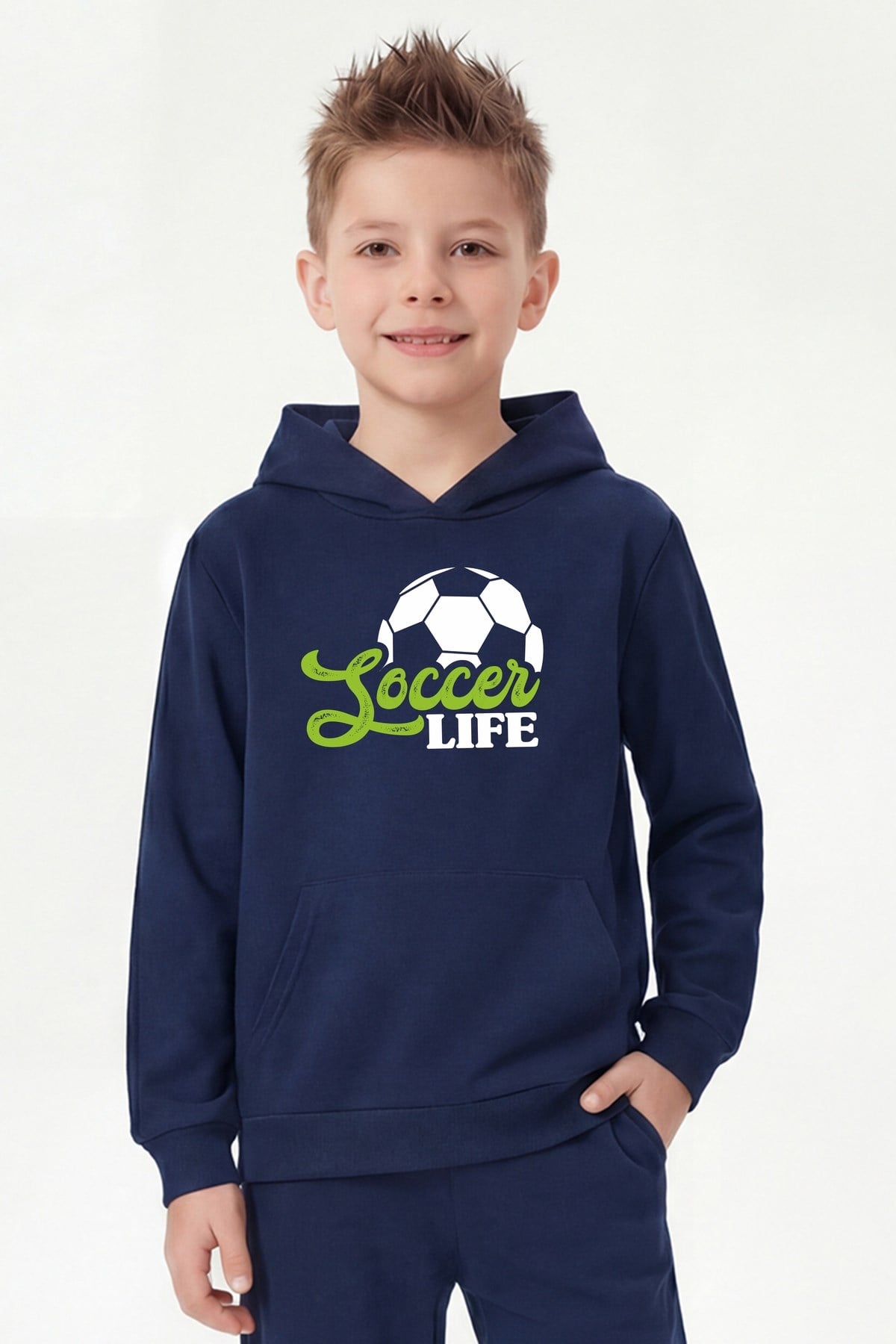 Kanguru Cepli Kapüşonlu Baskı Detaylı Erkek Çocuk Sweatshirt