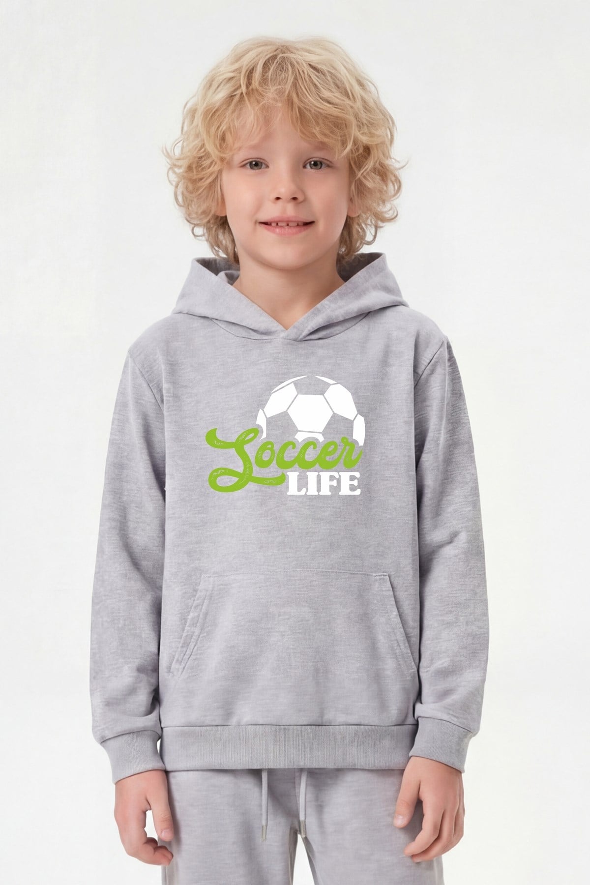Kanguru Cepli Kapüşonlu Baskı Detaylı Erkek Çocuk Sweatshirt