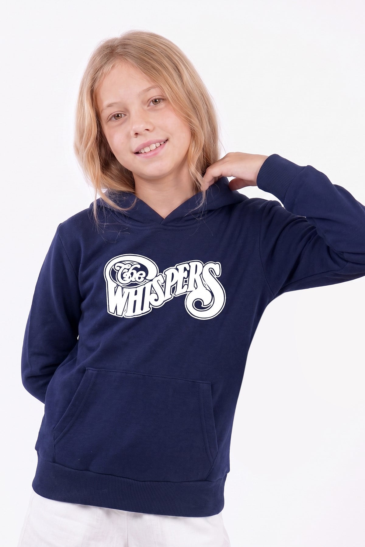 Kız Çocuk Baskılı Kanguru Cepli Uzun Kollu Kapüşonlu Sweatshirt
