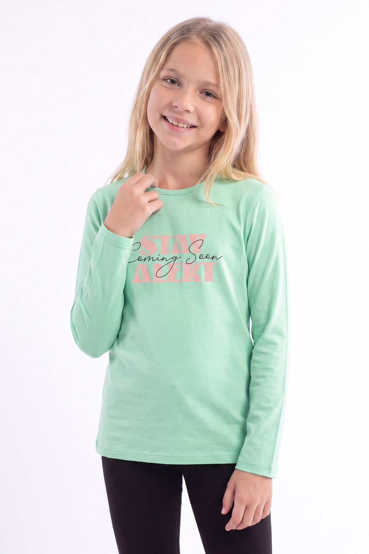 Kız Çocuk Yuvarlak Yakalı Baskı Detaylı Sweatshirt