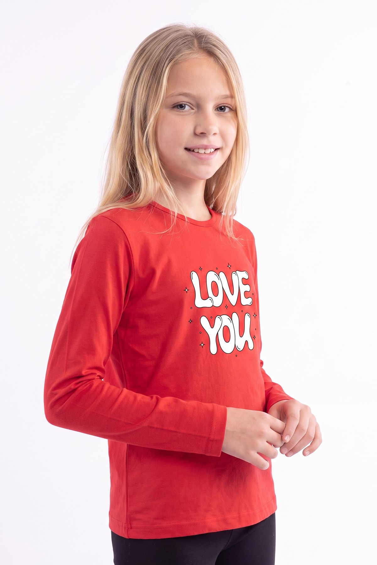 Kız Çocuk Yuvarlak Yakalı Baskı Detaylı Sweatshirt