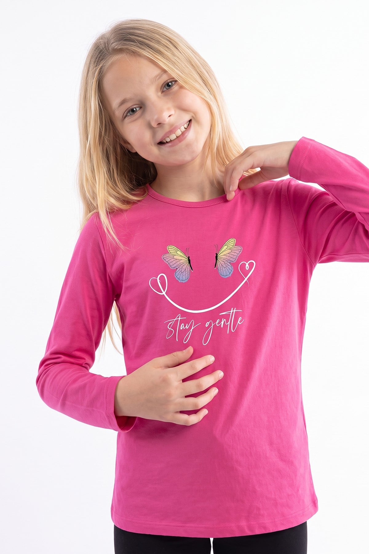 Kız Çocuk Yuvarlak Yakalı Baskı Detaylı Sweatshirt