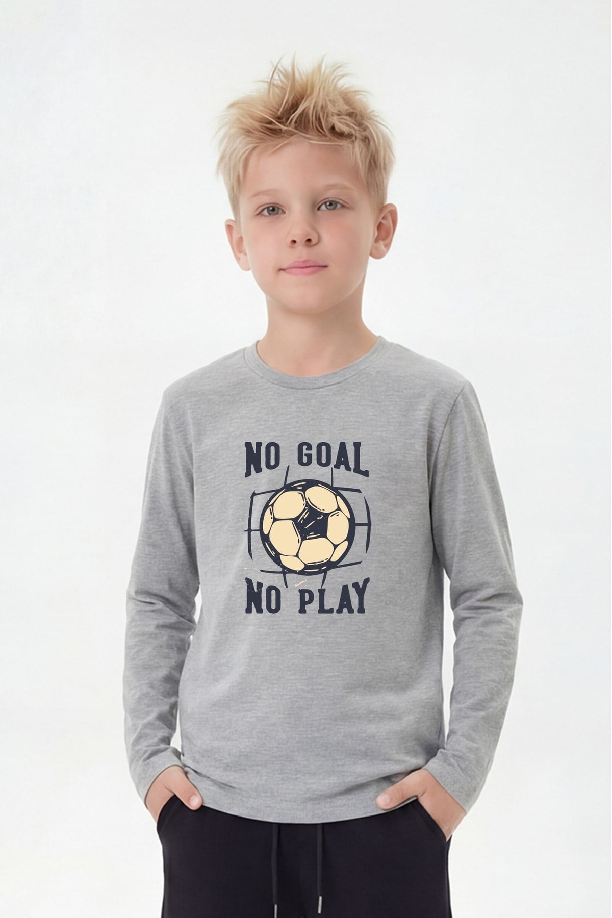 Yuvarlak Yaka Uzun Kollu Baskı Detaylı Erkek Çocuk Sweatshirt