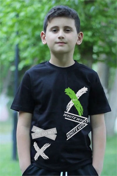 Yuvarlak Yaka Baskılı Sıfır Yaka T-shirt