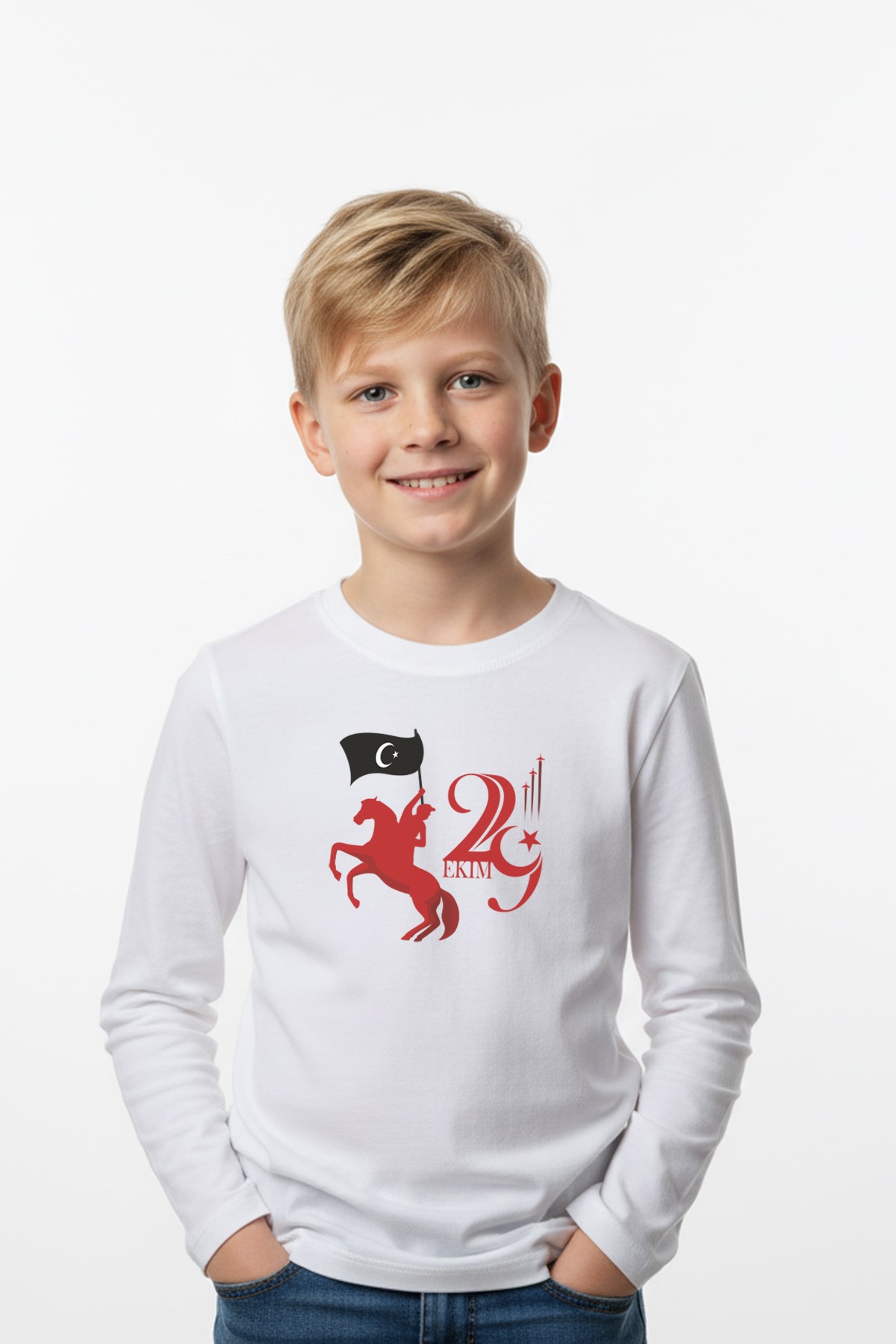 29 Ekim Baskı Temalı Uzun Kollu Erkek Çocuk Sweatshirt