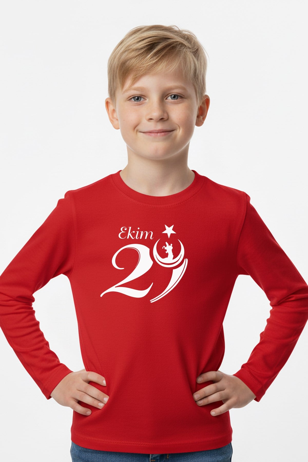 29 Ekim Baskı Temalı Uzun Kollu Erkek Çocuk Sweatshirt