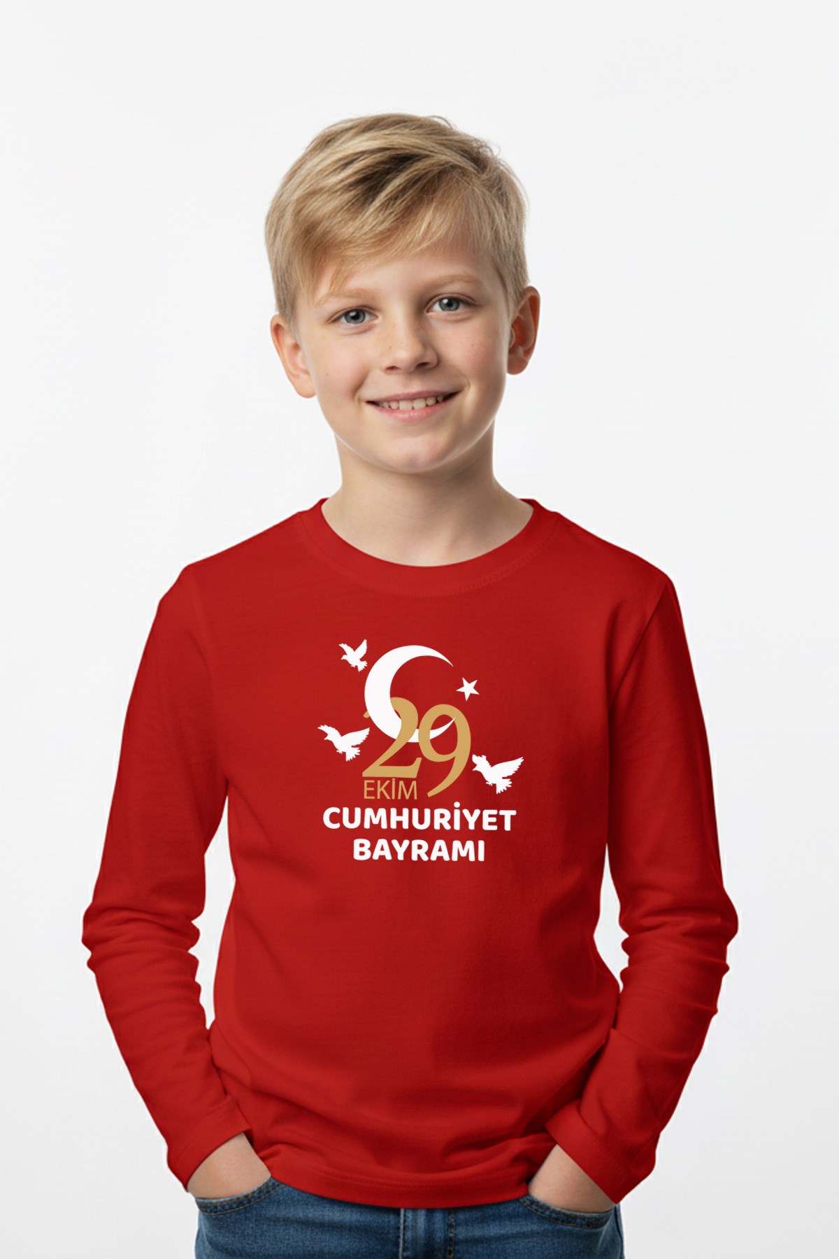 29 Ekim Baskılı Detaylı Uzun Kollu Erkek Çocuk Sweatshirt