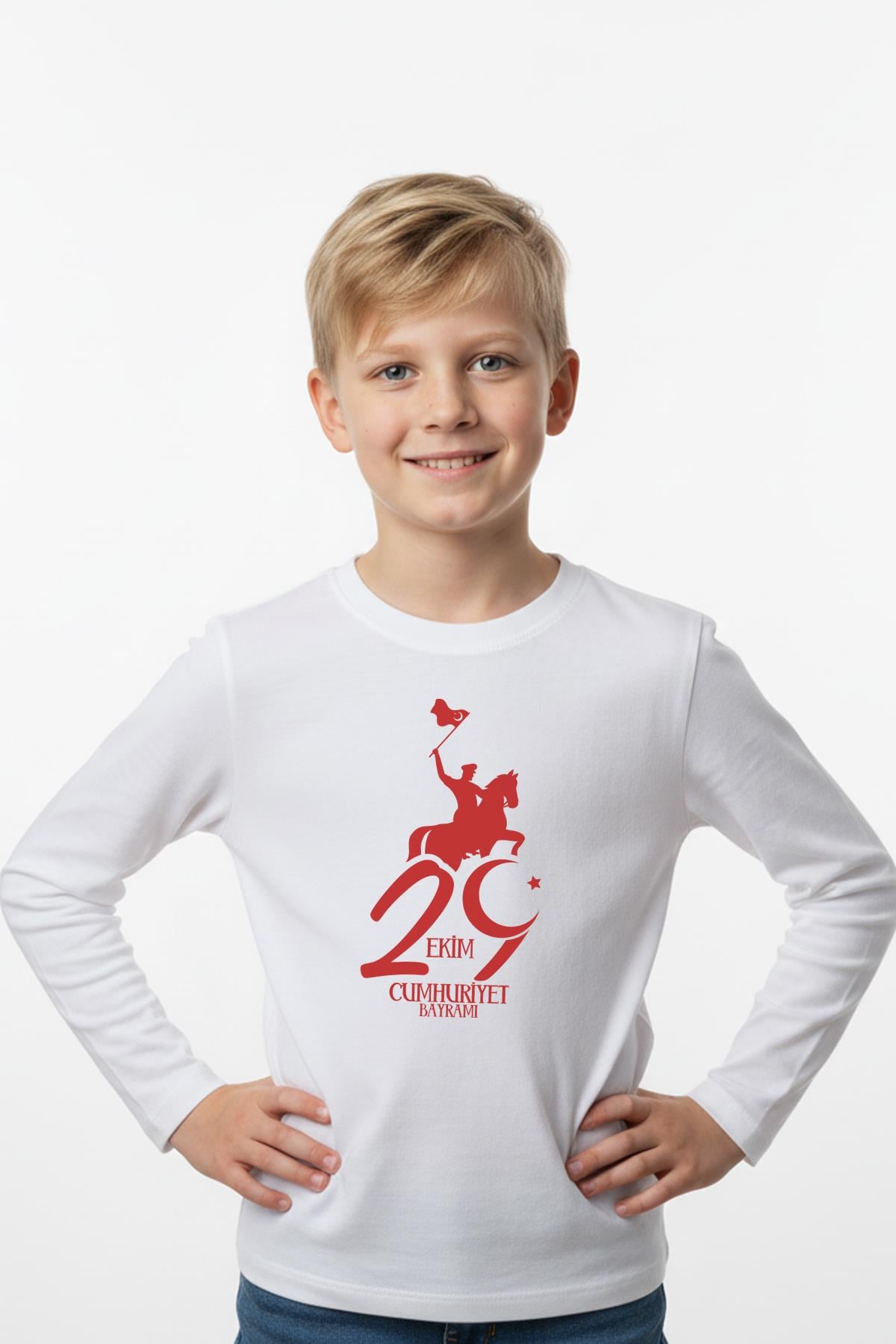 29 Ekim Baskılı Uzun Kollu Erkek Çocuk Sweatshirt