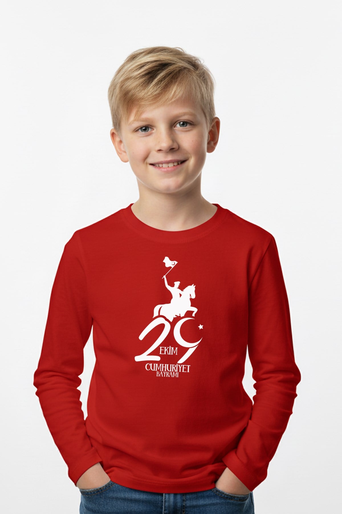 29 Ekim Baskılı Uzun Kollu Erkek Çocuk Sweatshirt