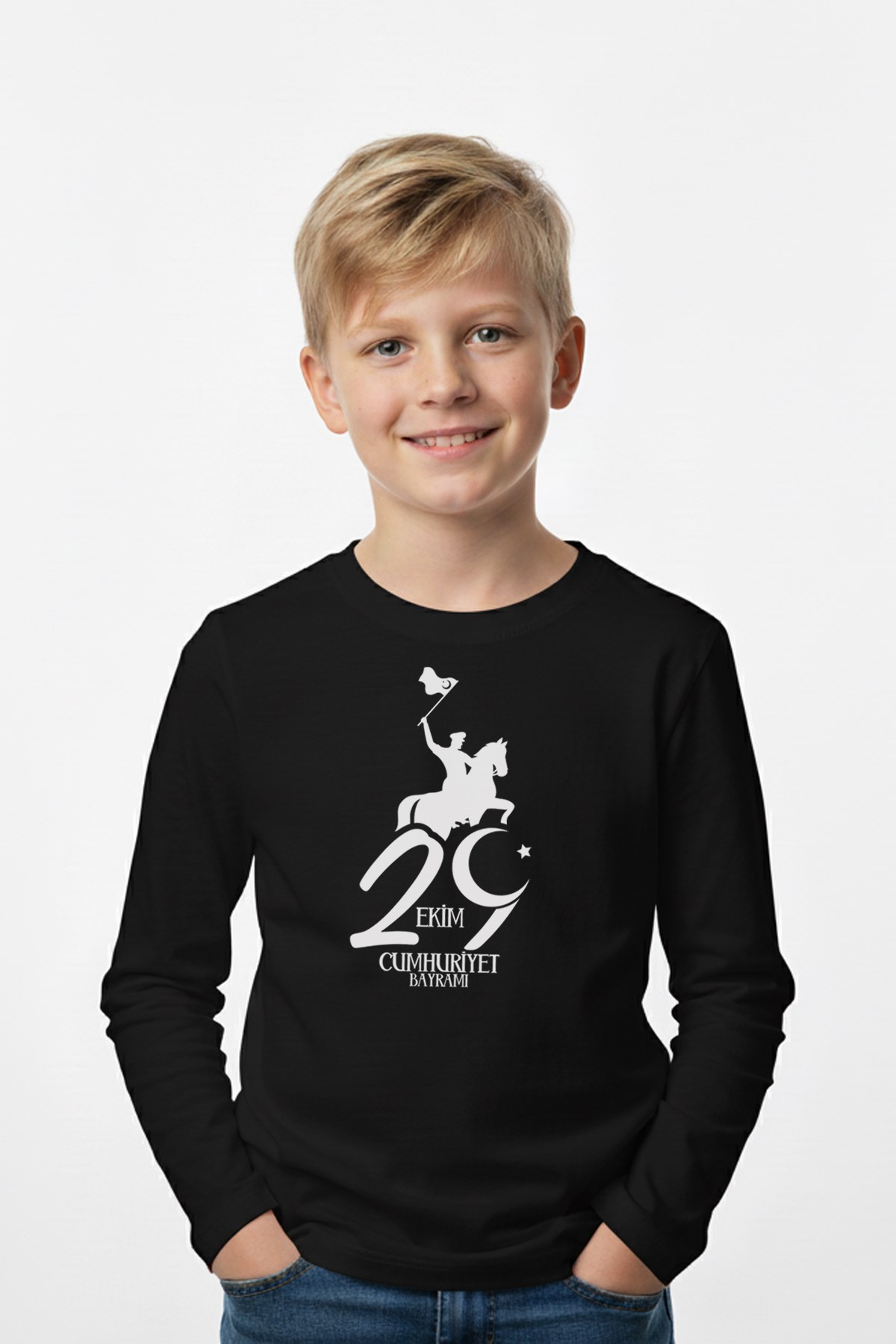 29 Ekim Baskılı Uzun Kollu Erkek Çocuk Sweatshirt