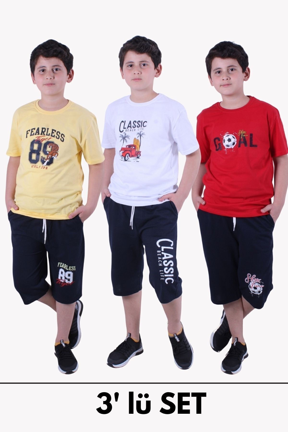 3'LÜ ERKEK ÇOCUK ALT-ÜST KAPRİ-TİŞÖRT TAKIM