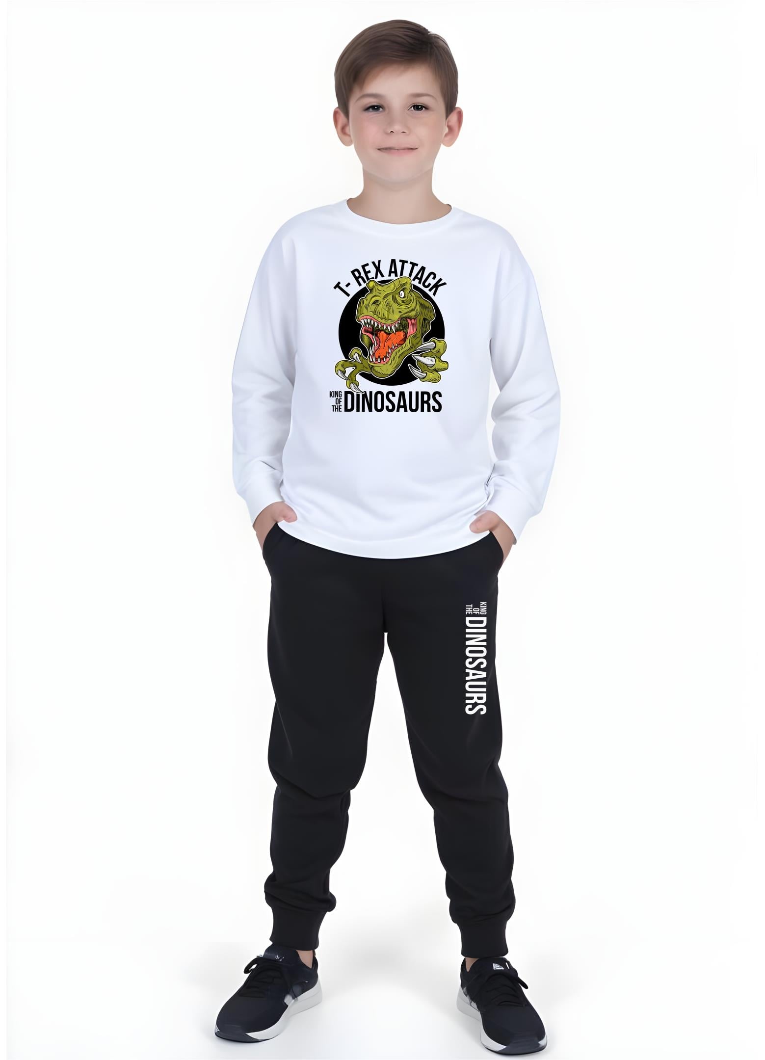 ALT-ÜST ERKEK ÇOCUK T-REX ATTACK BEL DETAYI LASTİKLİ PİJAMA TAKIMI