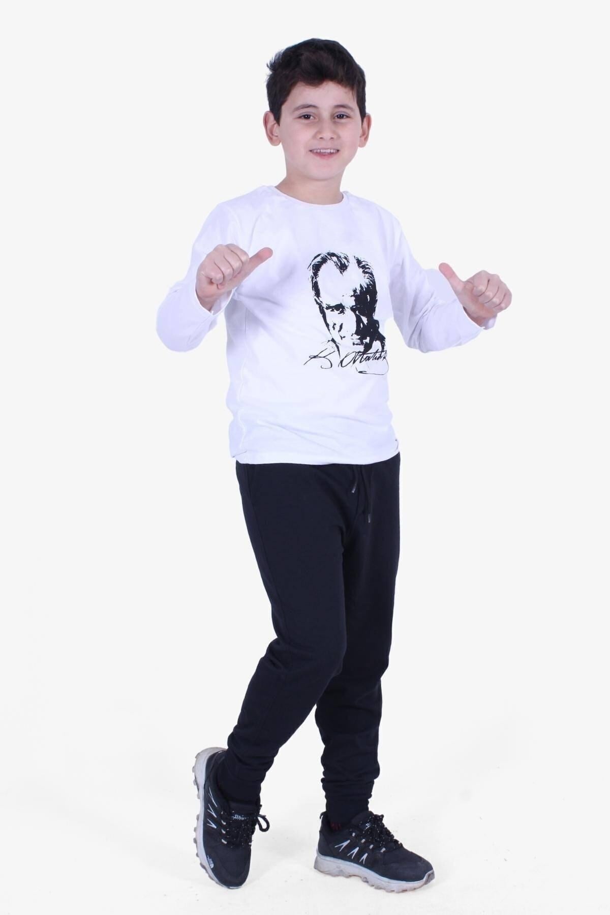 Atatürk Baskılı Uzun Kollu Alt-üst Çocuk Takım