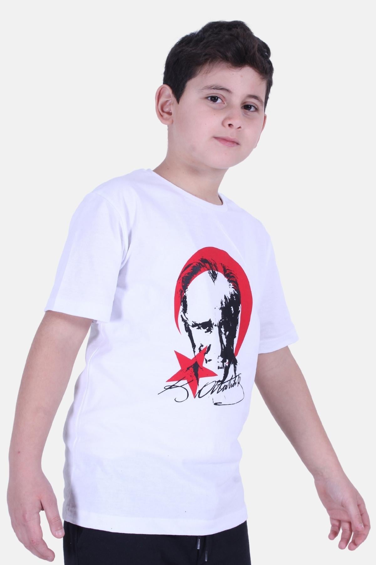 Ay Yıldız Detaylı Atatürk Baskılı Imzalı Unisexs T-shırt