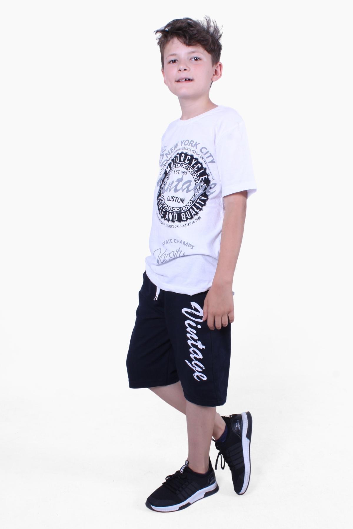 Custom Yazı Baskılı Erkek Çocuk Yazlık Takım