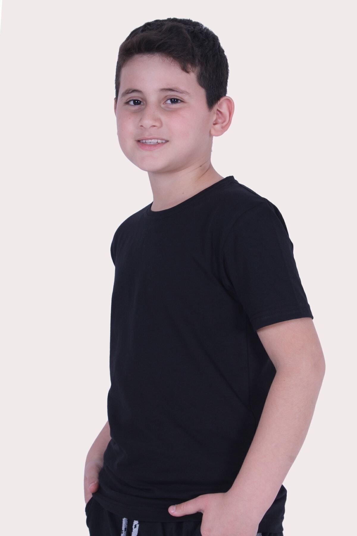 Düz Model Farklı Renk Seçeneği Ile Unisex Çocuk Tişört