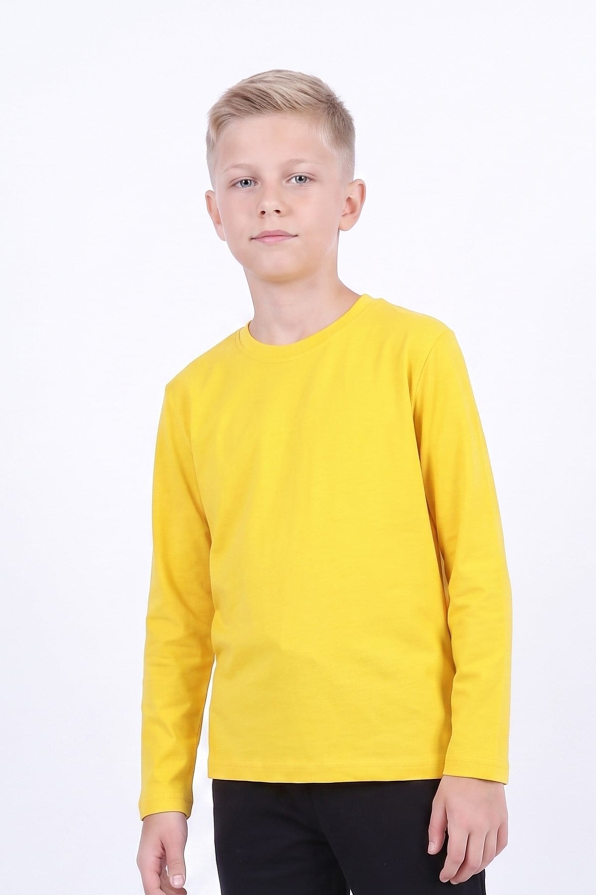 Erkek Çocuk Basic Düz Renk Uzun Kollu Sweatshirt