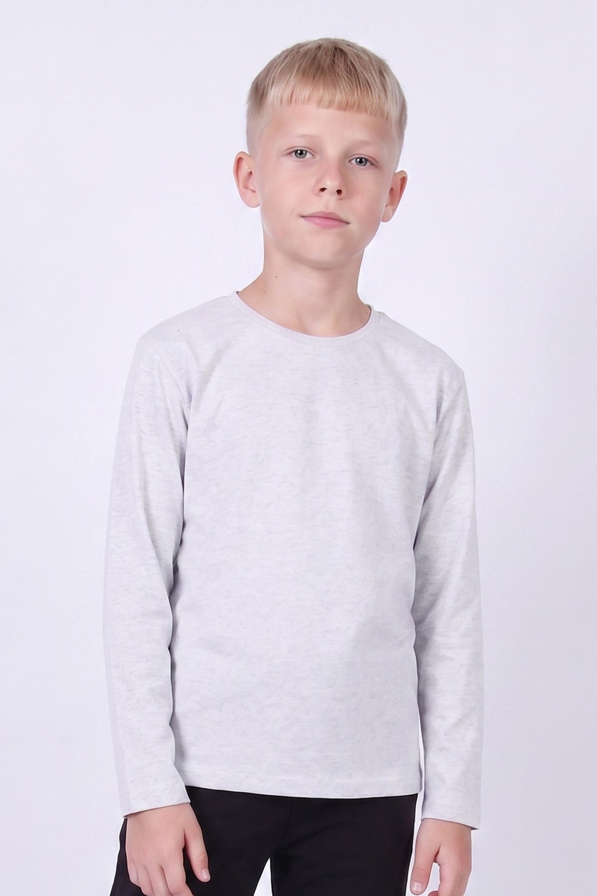 Erkek Çocuk Basic Düz Renk Uzun Kollu Sweatshirt