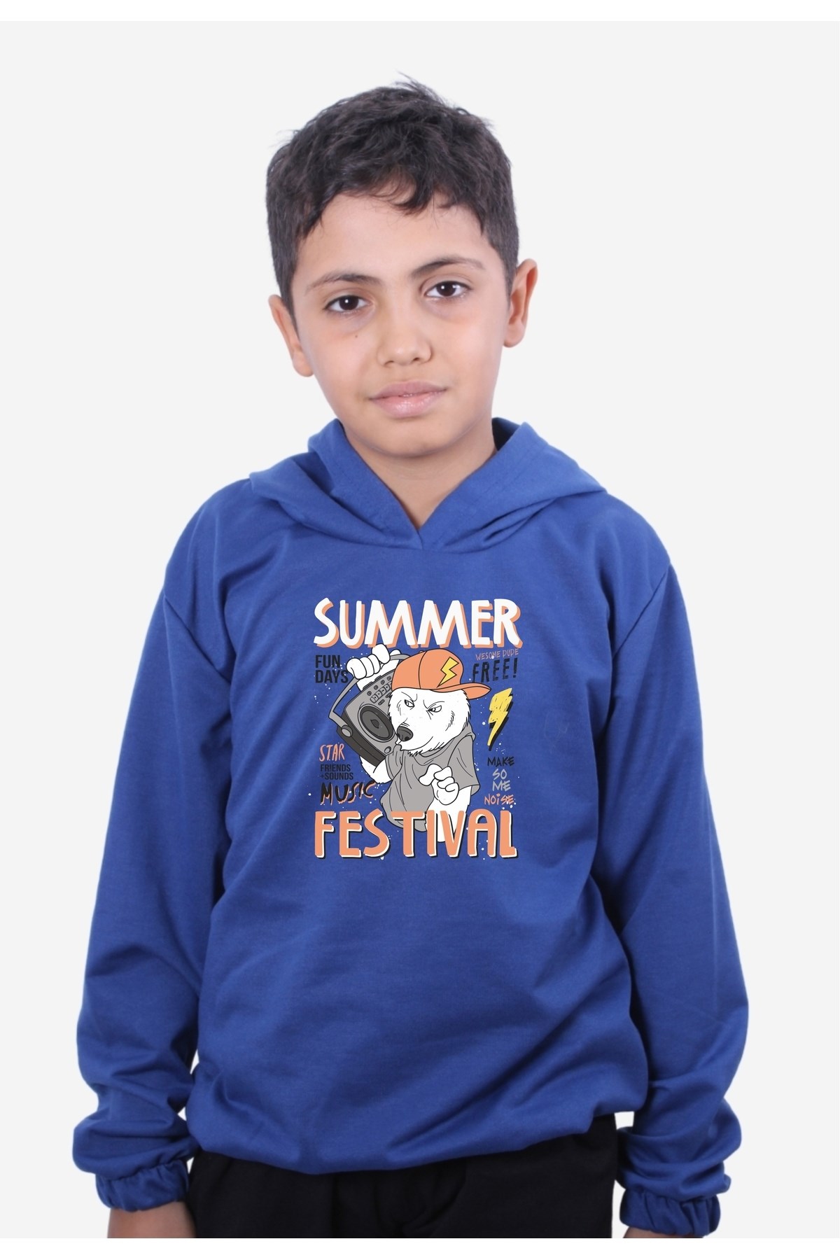 ERKEK ÇOCUK BASKILI KAPÜŞONLU SWEATSHİRT