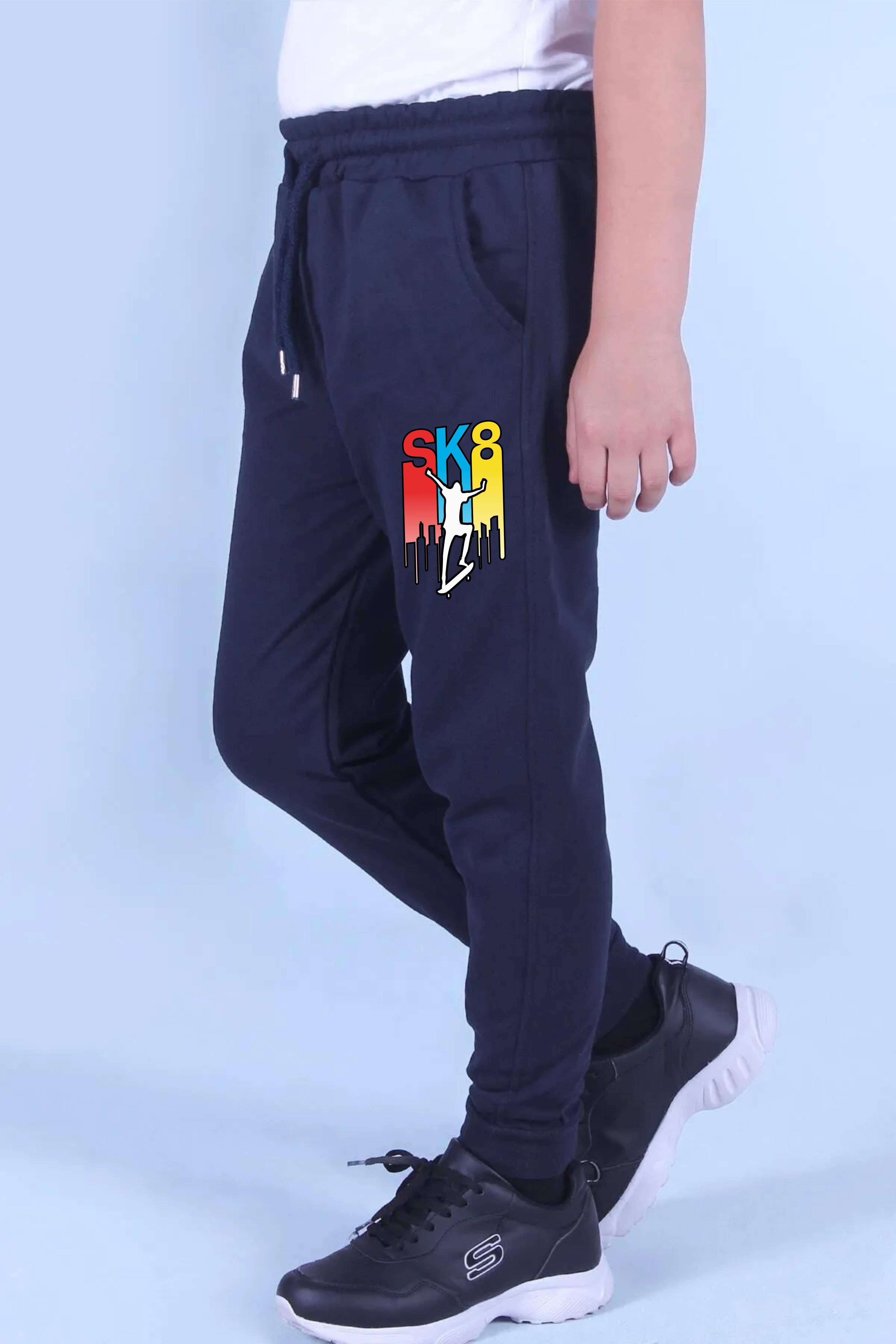 Erkek Çocuk Cepli-SK8 Baskılı Eşofman Altı