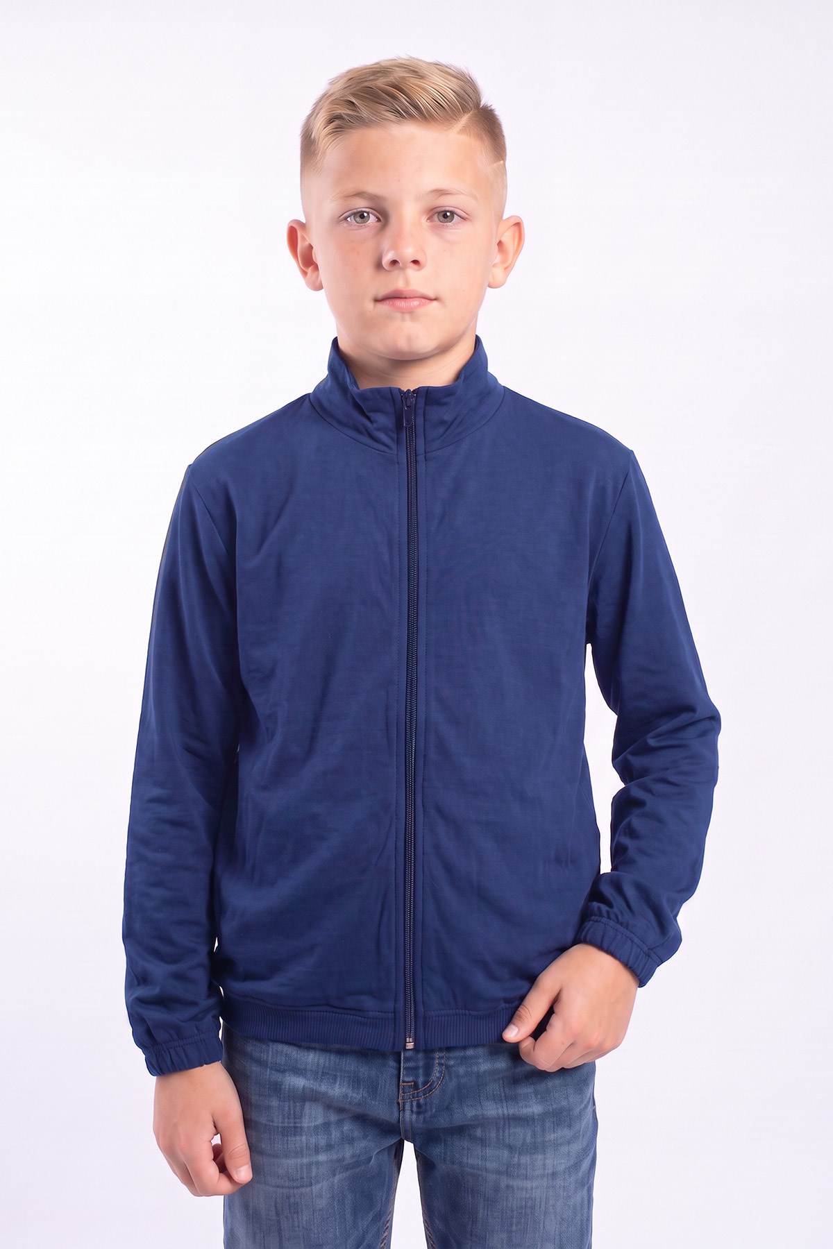 Erkek Çocuk Dik Yaka Fermuarlı Basic Sweatshirt