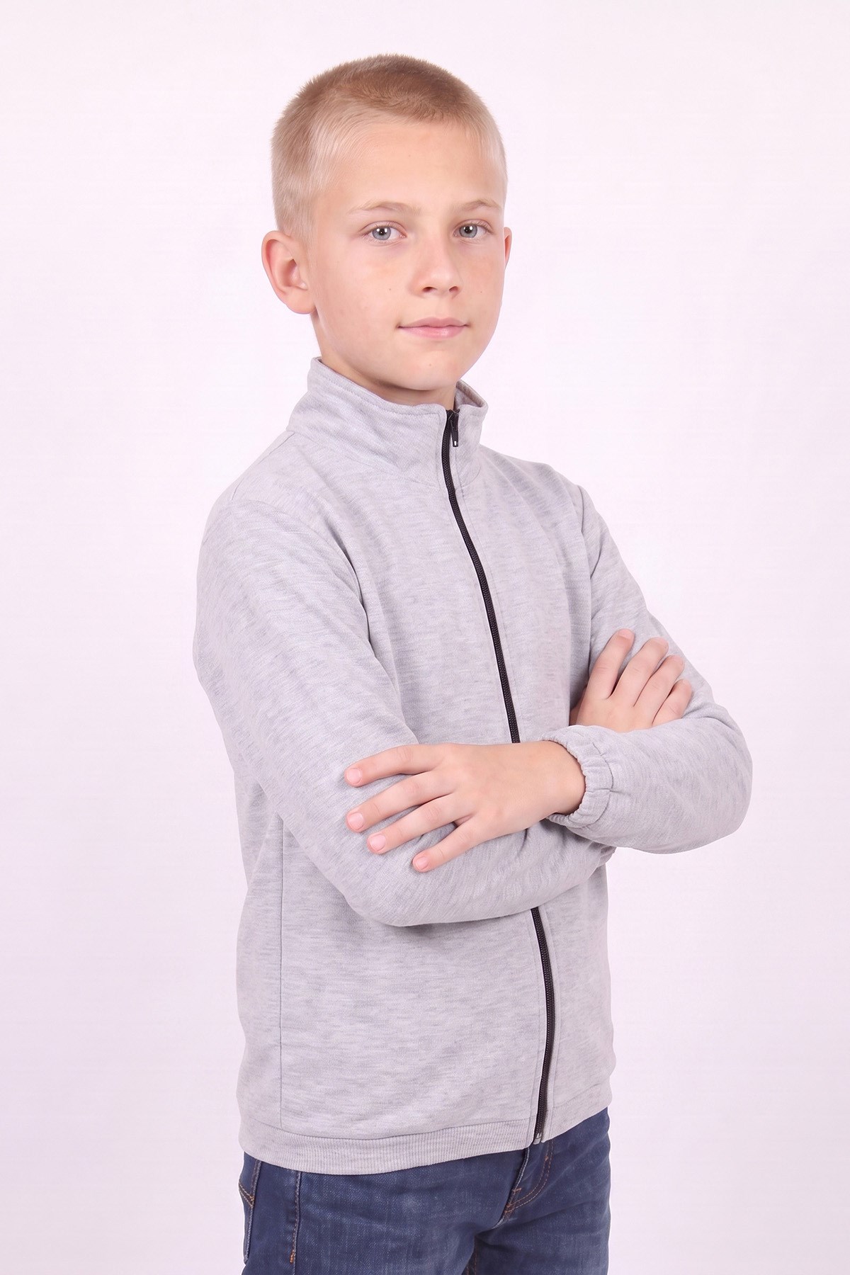 Erkek Çocuk Dik Yaka Fermuarlı Basic Sweatshirt