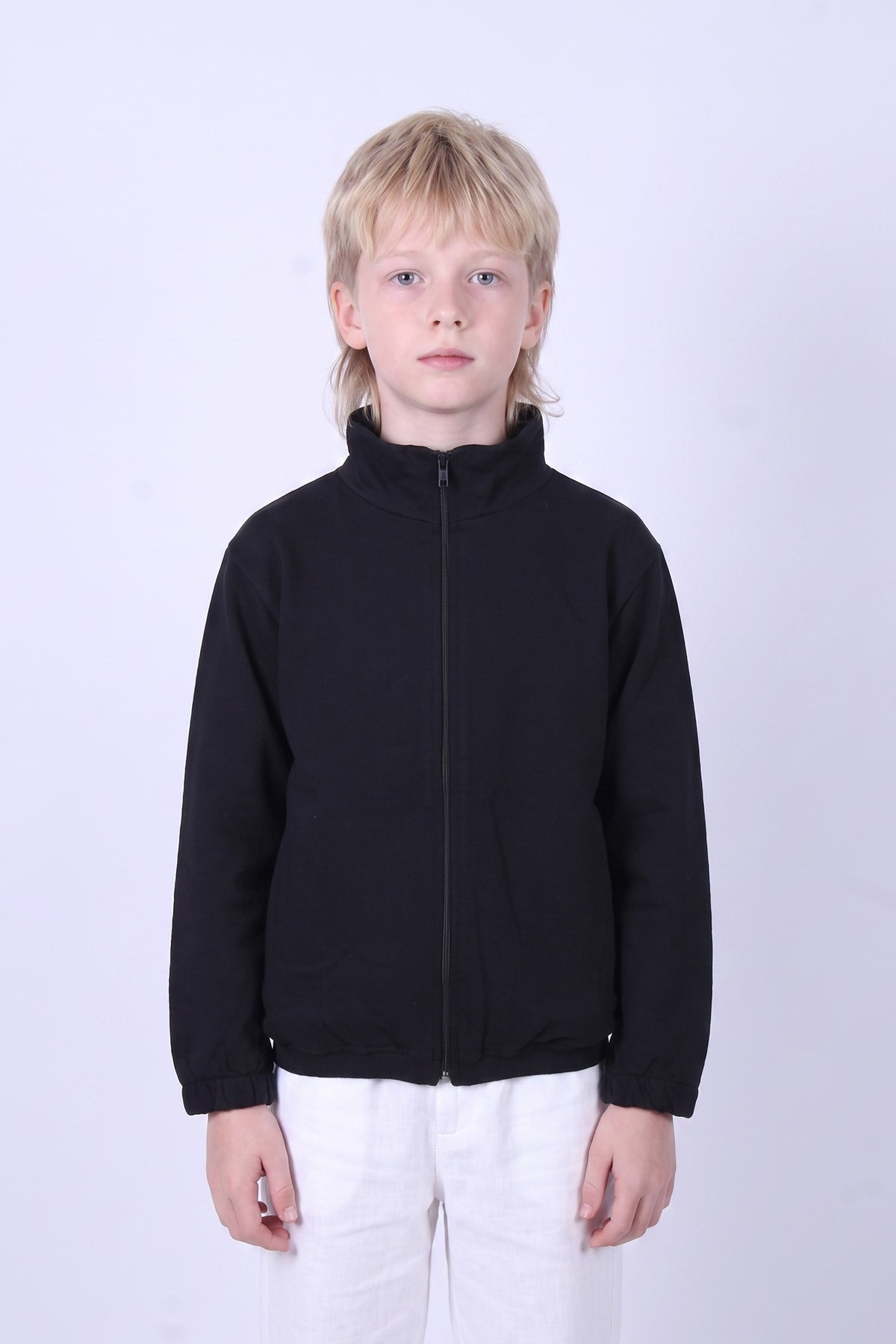 Erkek Çocuk Dik Yaka Fermuarlı Basic Sweatshirt