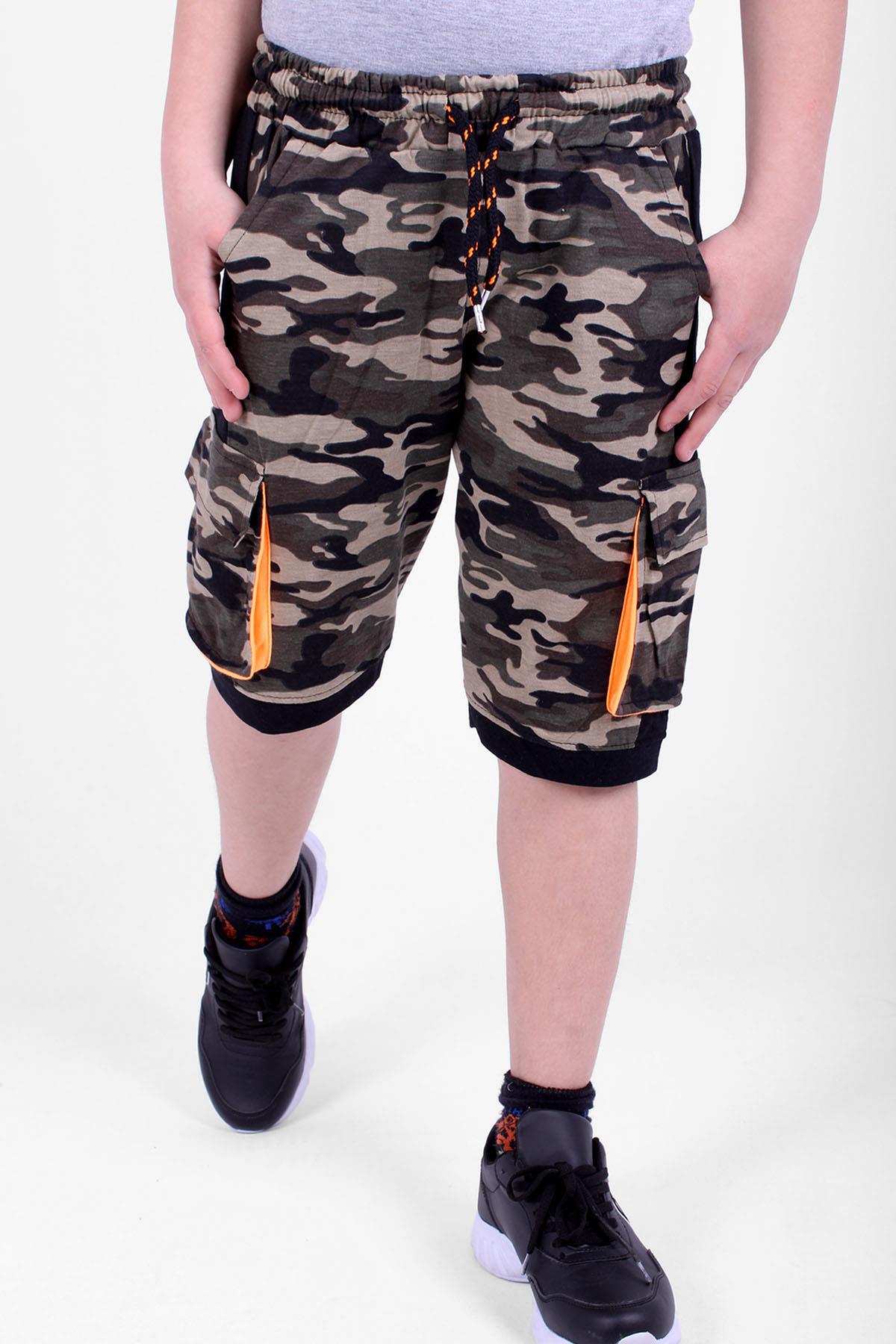 Erkek Çocuk Kamuflaj Kargo Cepli Kapri
