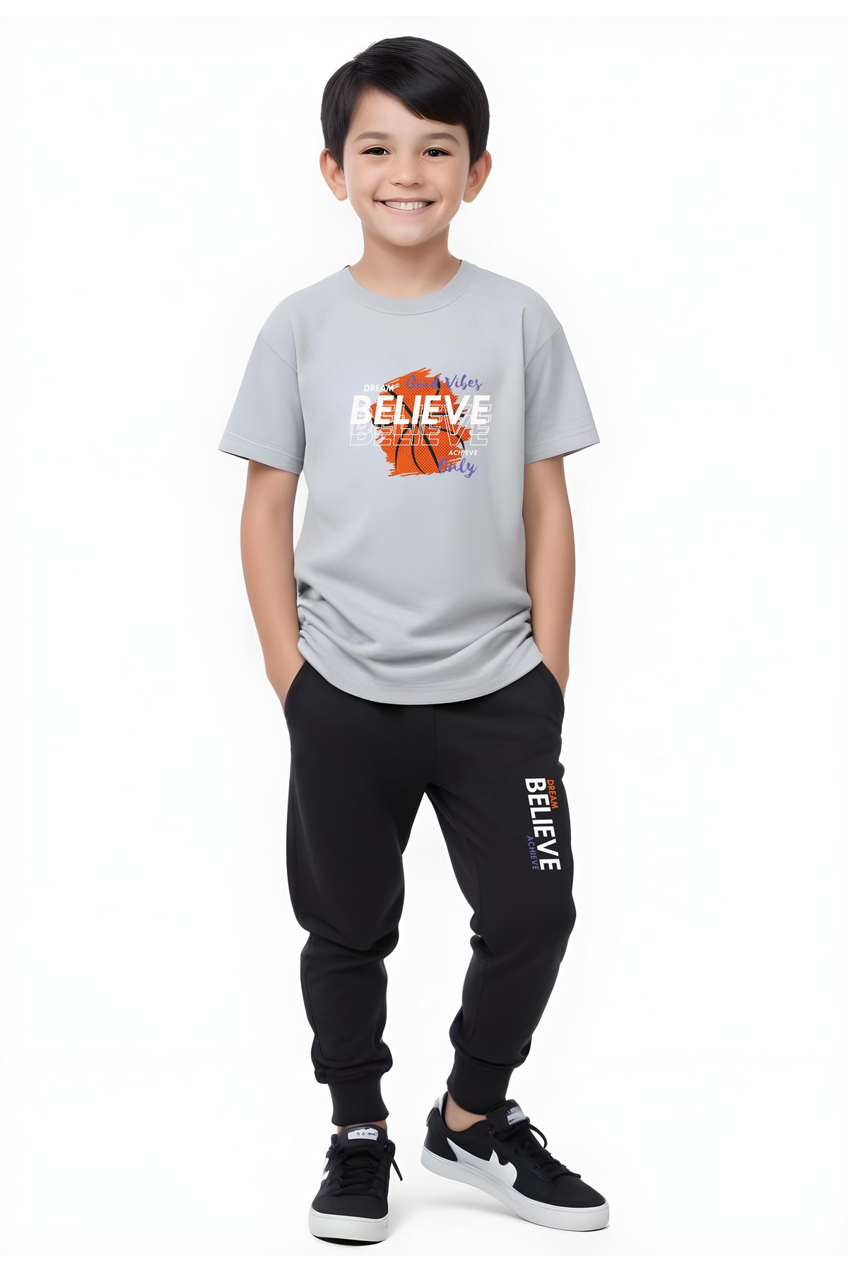 ERKEK ÇOCUK MEVSİMLİK BELİEVE BASKILI ALT-ÜST TAKIM