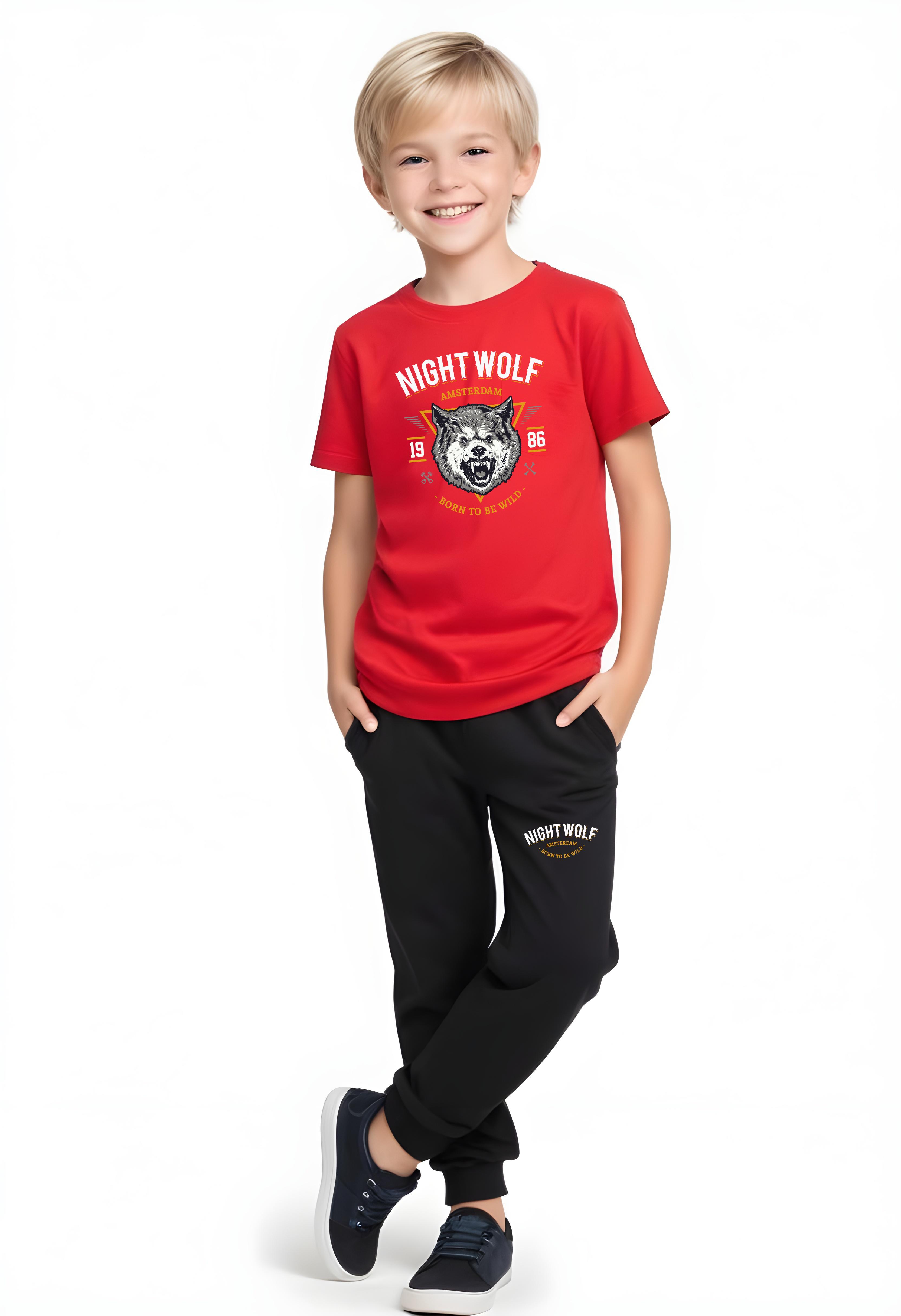 ERKEK ÇOCUK MEVSİMLİK NIGHT WOLF BASKILI ALT-ÜST TAKIM