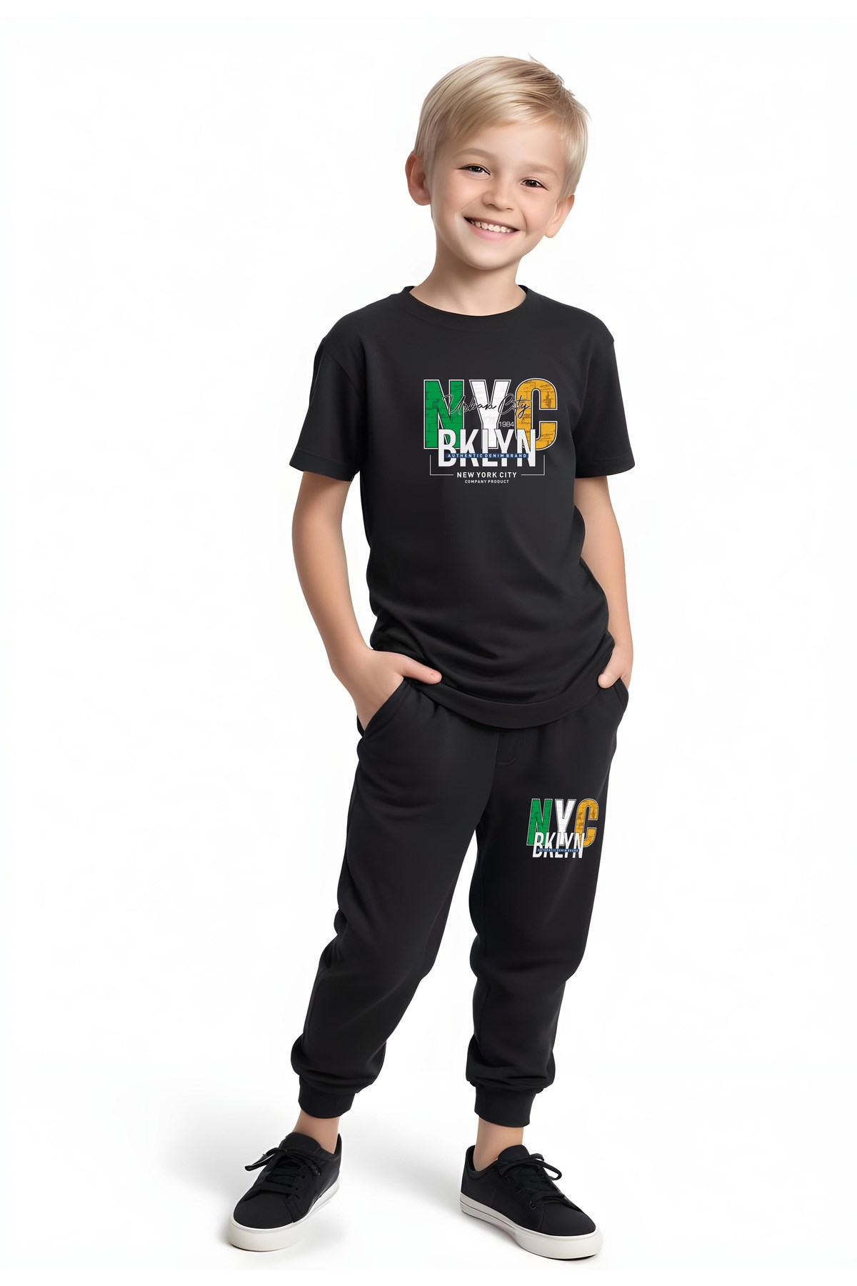 ERKEK ÇOCUK MEVSİMLİK NYC BROKLYN BASKILI ALT-ÜST TAKIM
