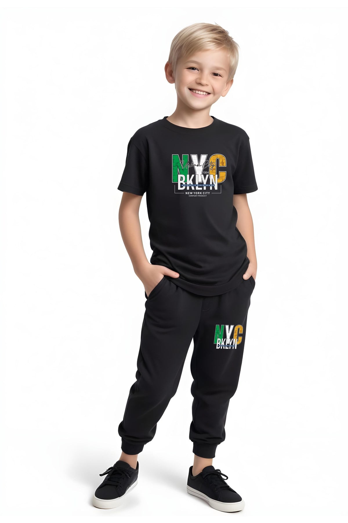 ERKEK ÇOCUK MEVSİMLİK NYC BROKLYN BASKILI ALT-ÜST TAKIM