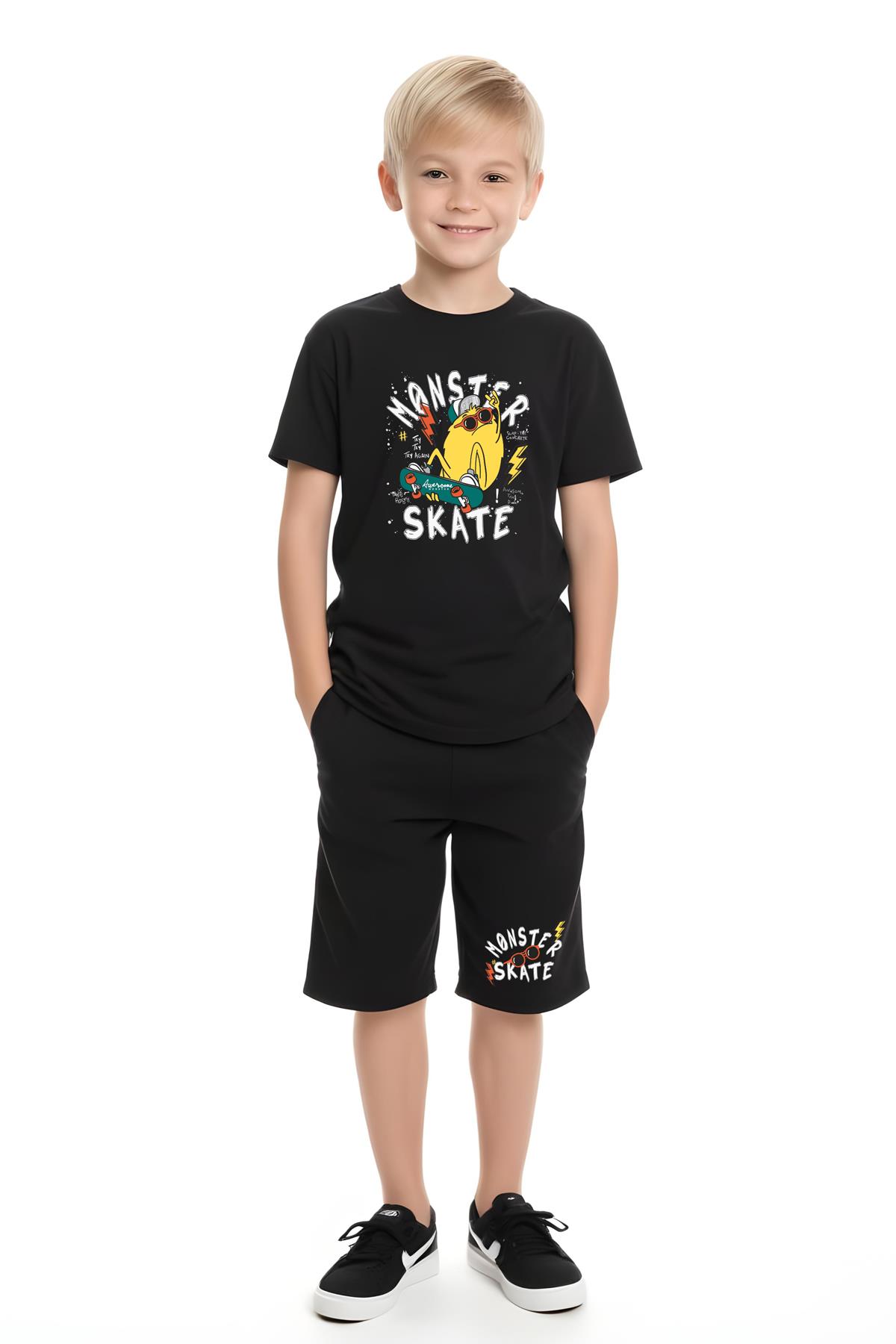 ERKEK ÇOCUK TİŞÖRT-ŞORT SKATE BASKILI ALT-ÜST TAKI