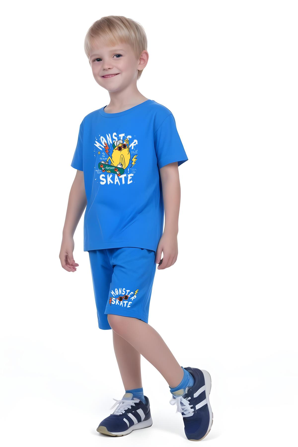 ERKEK ÇOCUK TİŞÖRT-ŞORT SKATE BASKILI ALT-ÜST TAKIM