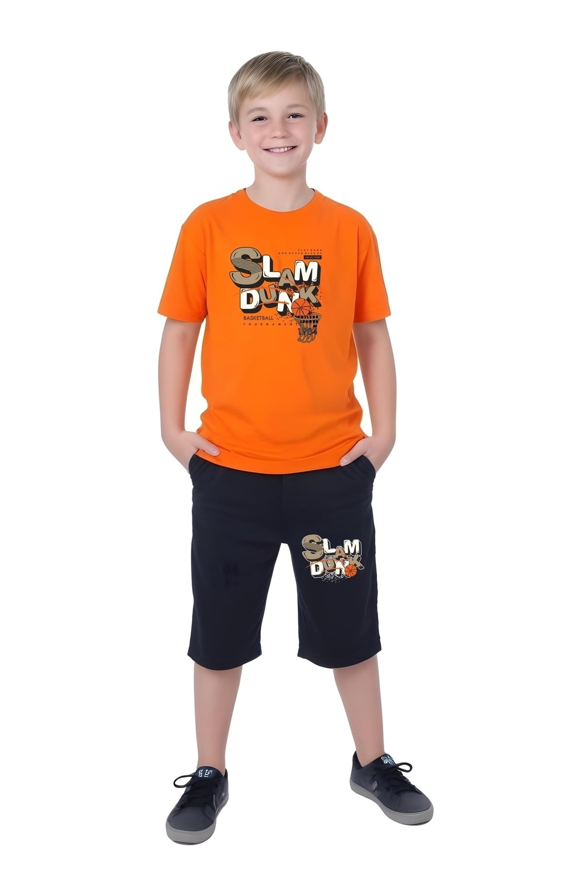 ERKEK ÇOCUK YAZLIK SLAM DUNK BASKILI ALT-ÜST TAKIM
