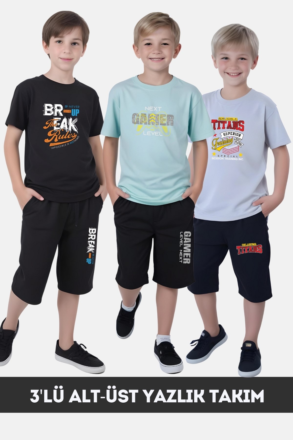 ERKEK ÇOCUK YAZLIK SLAM DUNK-GAMING-VARCİTY BASKILI ALT-ÜST TAKIM