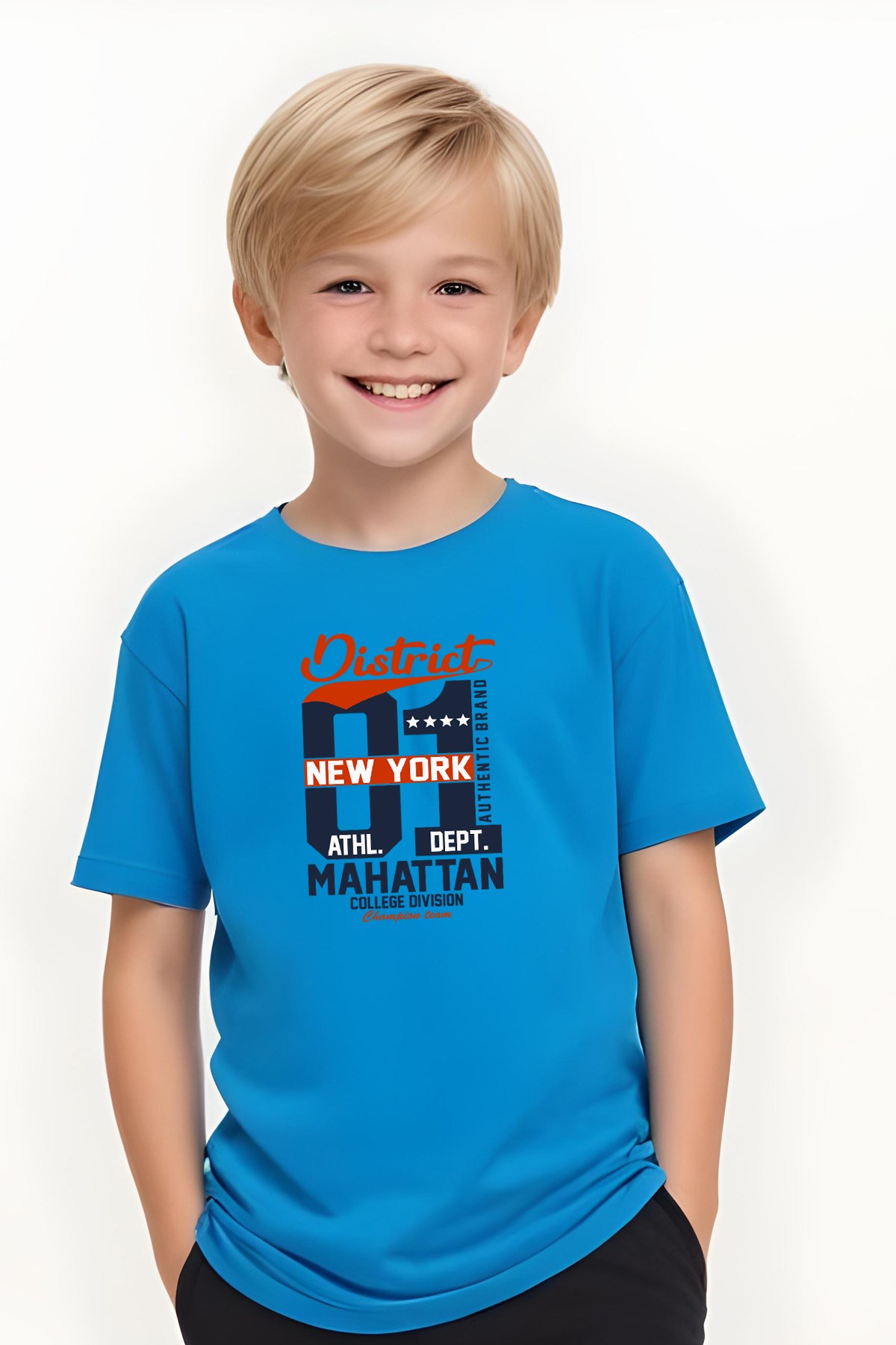 ERKEK ÇOCUK YUVARLAK YAKA MANHATTAN 01 ERKEK BASKILI T-SHİRT