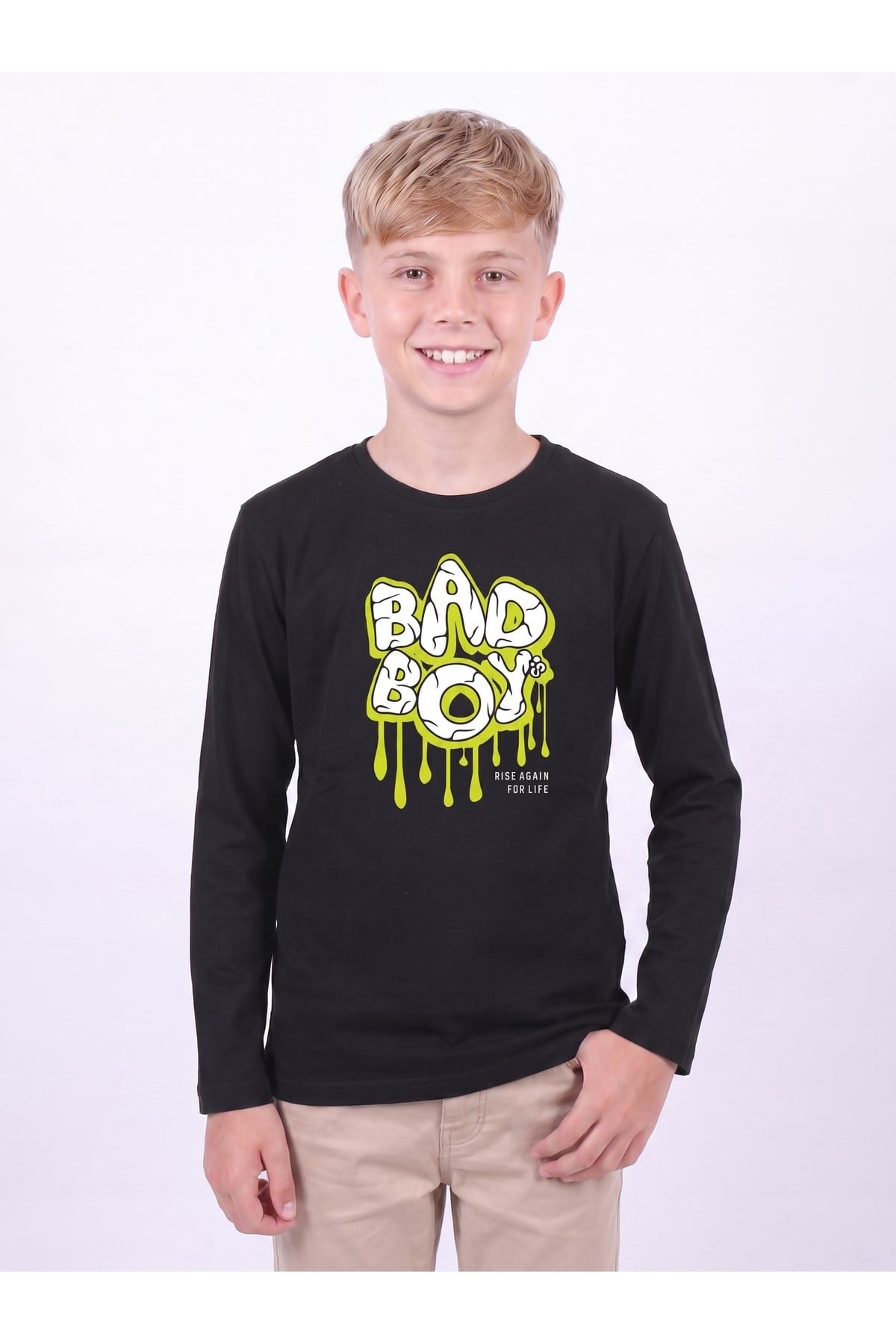 Erkek Çocuk Yuvarlak Yakalı Baskı Detaylı Sweatshirt