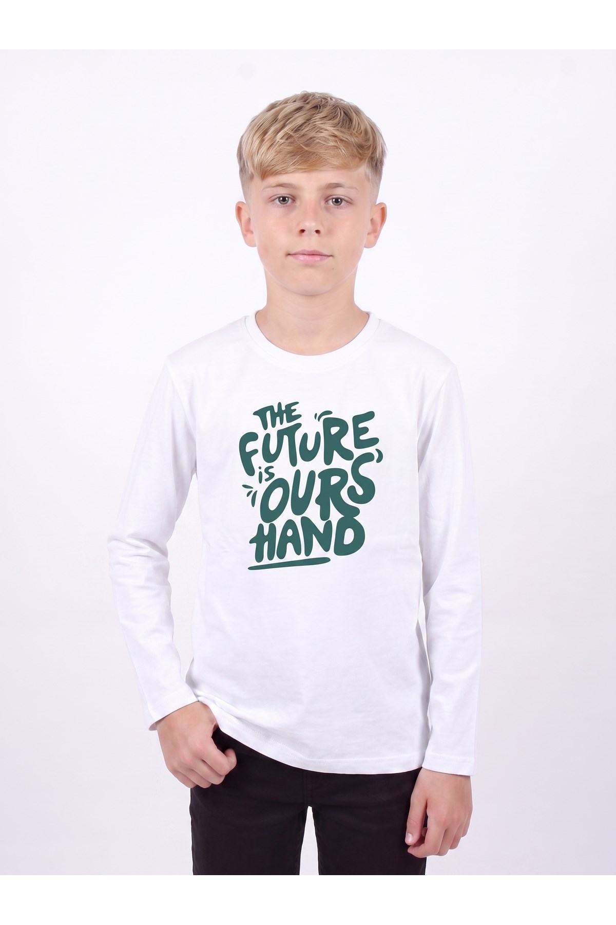 Erkek Çocuk Yuvarlak Yakalı Baskı Detaylı Sweatshirt