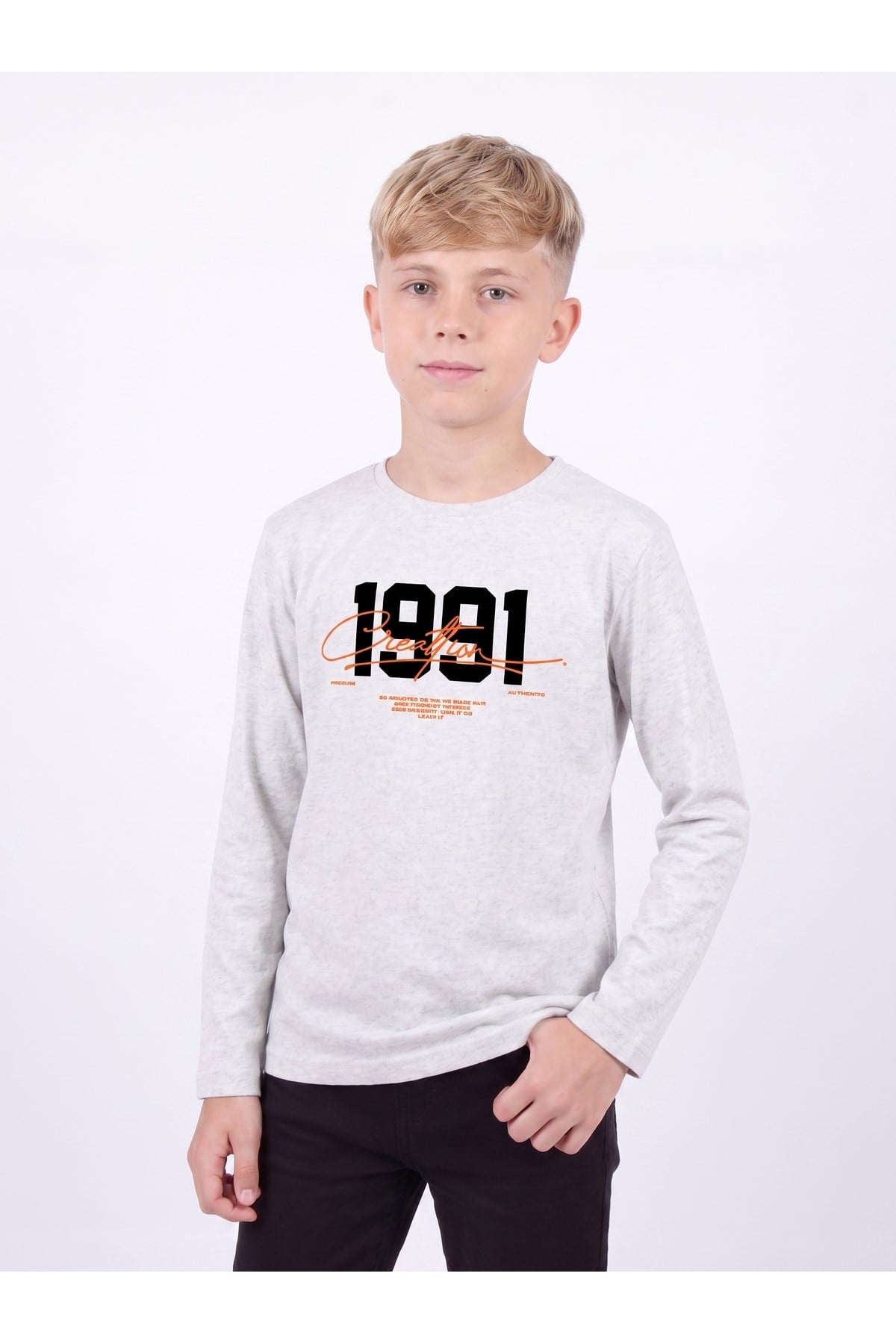 Erkek Çocuk Yuvarlak Yakalı Baskı Detaylı Sweatshirt
